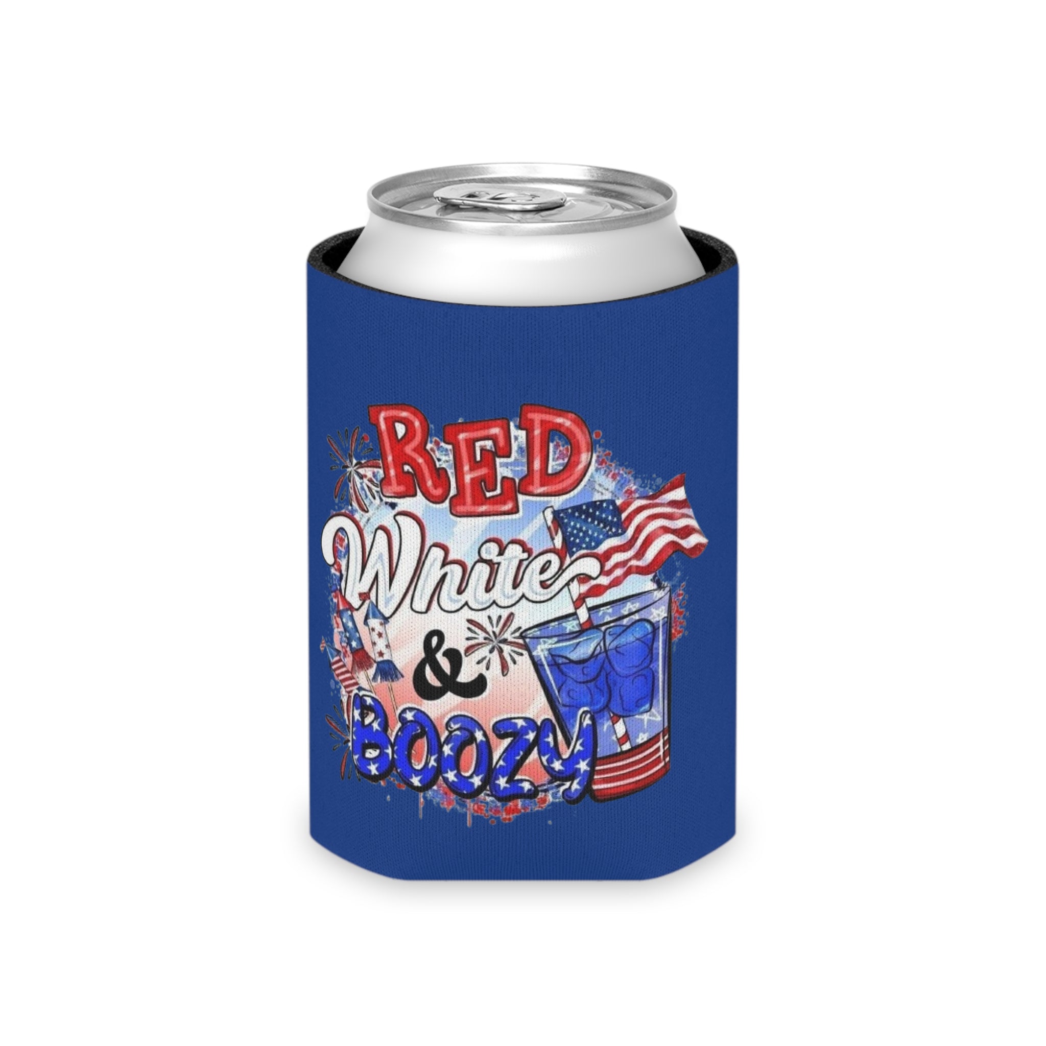 Can Cooler - "Red White & Boozy" Patriotic 4th of July Beer Koozie by Printify