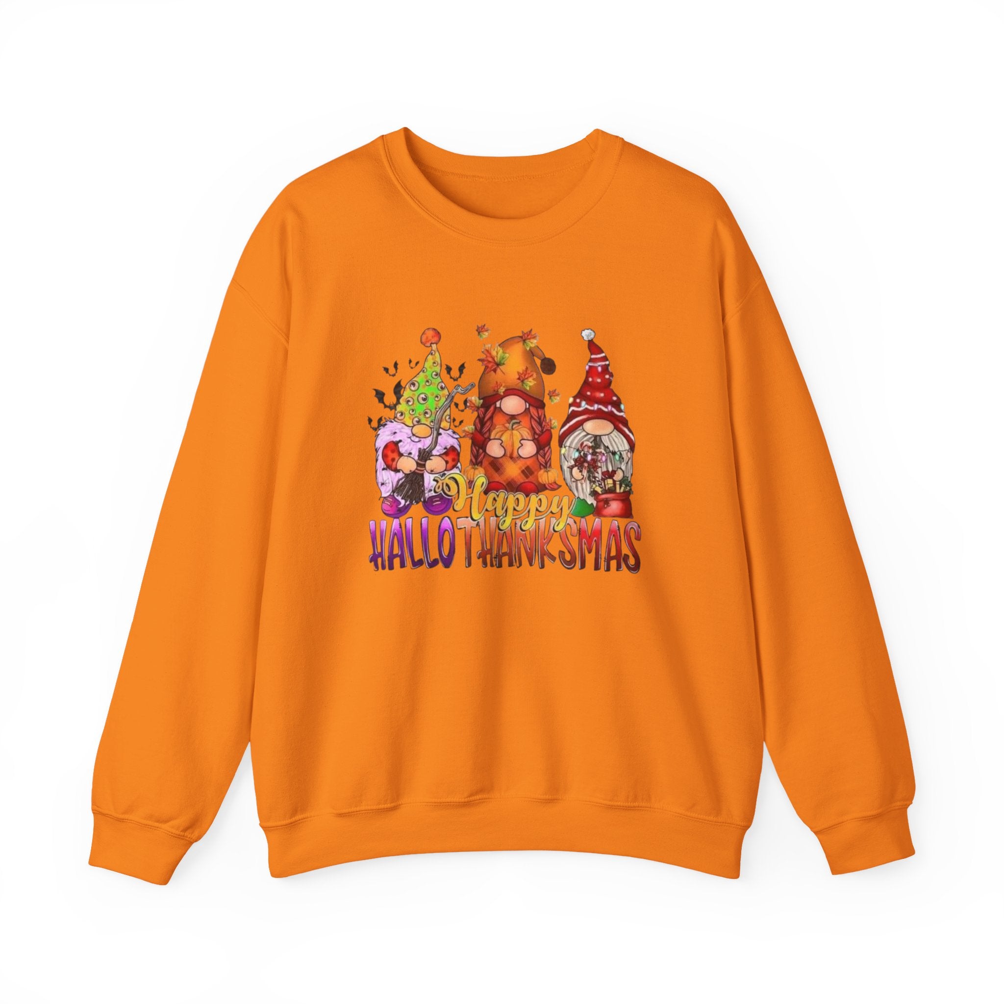 Festive Crewneck Sweatshirt - Hallo Thank-Smas Design, Fall Apparel, Winter Wardrobe Essential, Holiday Gift, Cozy Casual Wear by Printify