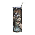 Horror Mask 20oz Stainless Steel Tumbler — Creepy Doll & Blood-Splatter Design by Printify