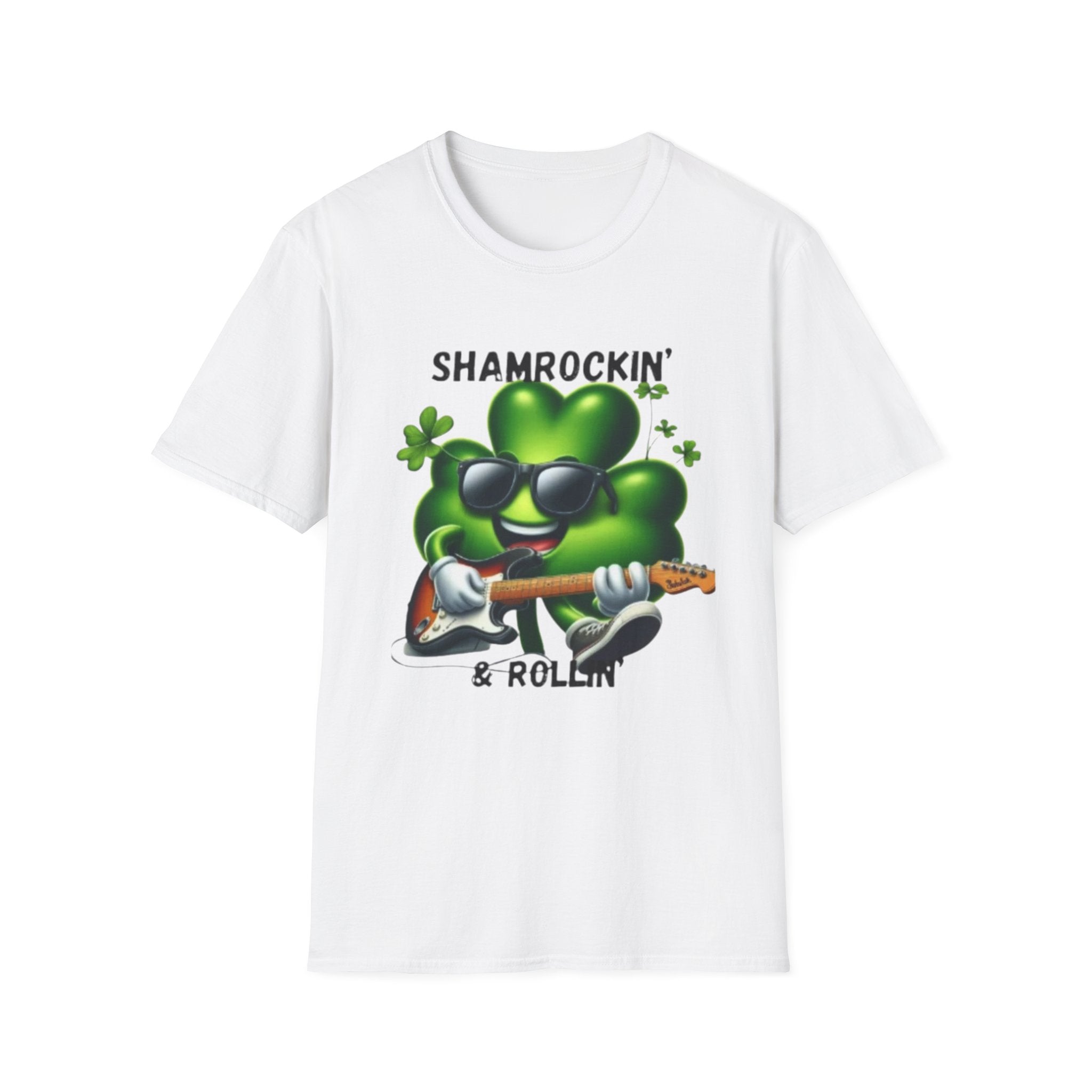 Shamrockin' Guitar Tee — St. Patrick's Day Lucky Clover Shirt by Printify