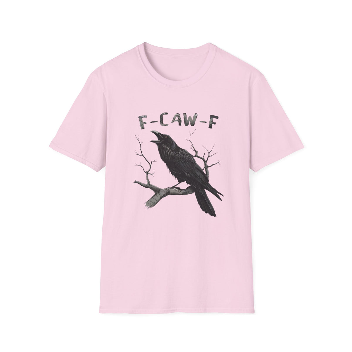 F-CAW-F Crow Graphic T-Shirt | Raven Illustration, Gothic Bird Tee by Printify
