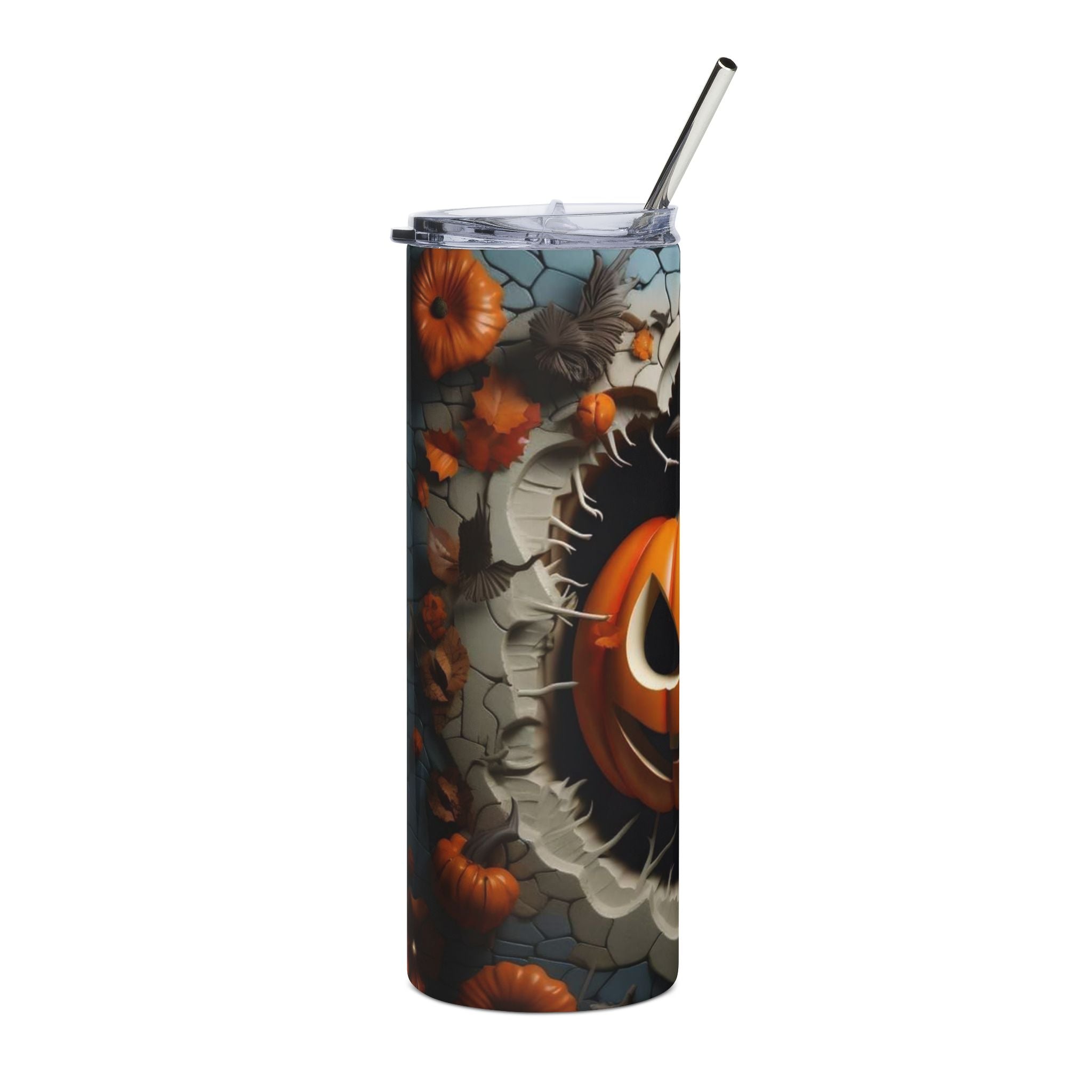 20oz Stainless Tumbler – Halloween Jack-O'-Lantern Pumpkin Travel Cup by Printify