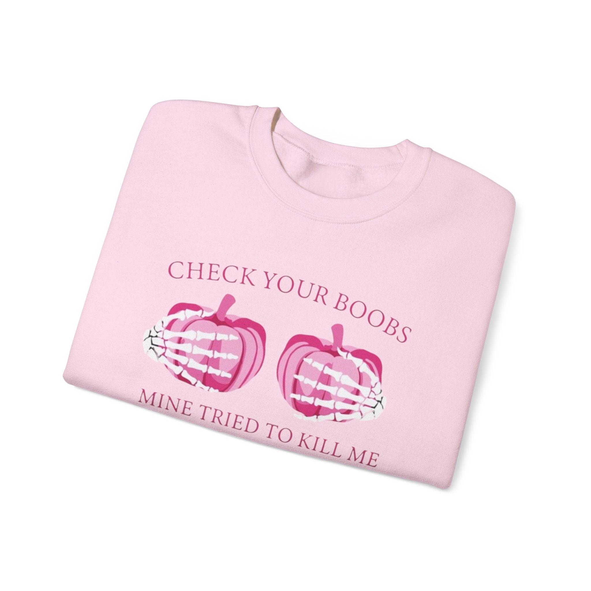 Breast Cancer Awareness Sweatshirt - Check Your Boobs by Printify