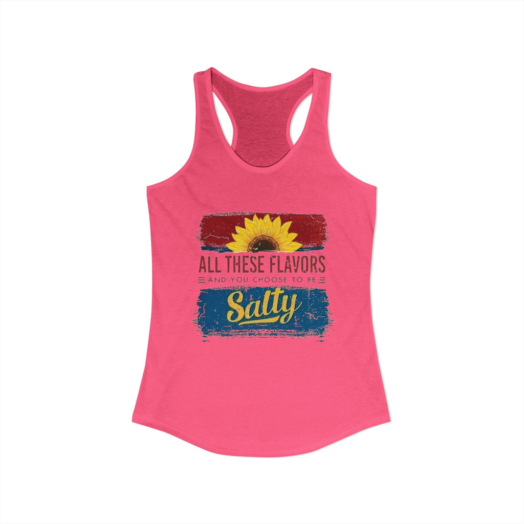 Salty Flavors Racerback Tank Top, Casual Summer Shirt, Beach Wear, Gift for Friends, Fun Party Top, Outdoor Activities by Printify
