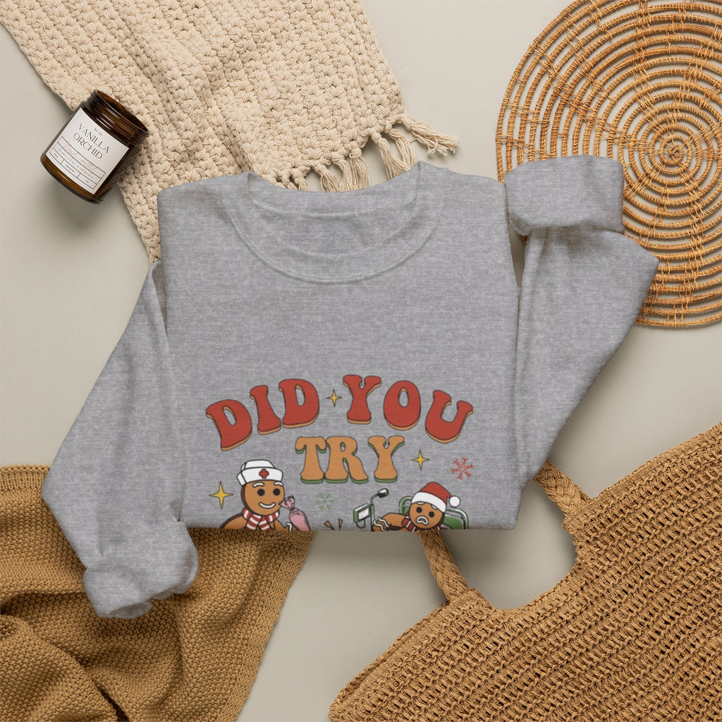 Holiday Gingerbread Sweatshirt — "Did You Try Icing It?" Cozy Christmas Crewneck by Printify