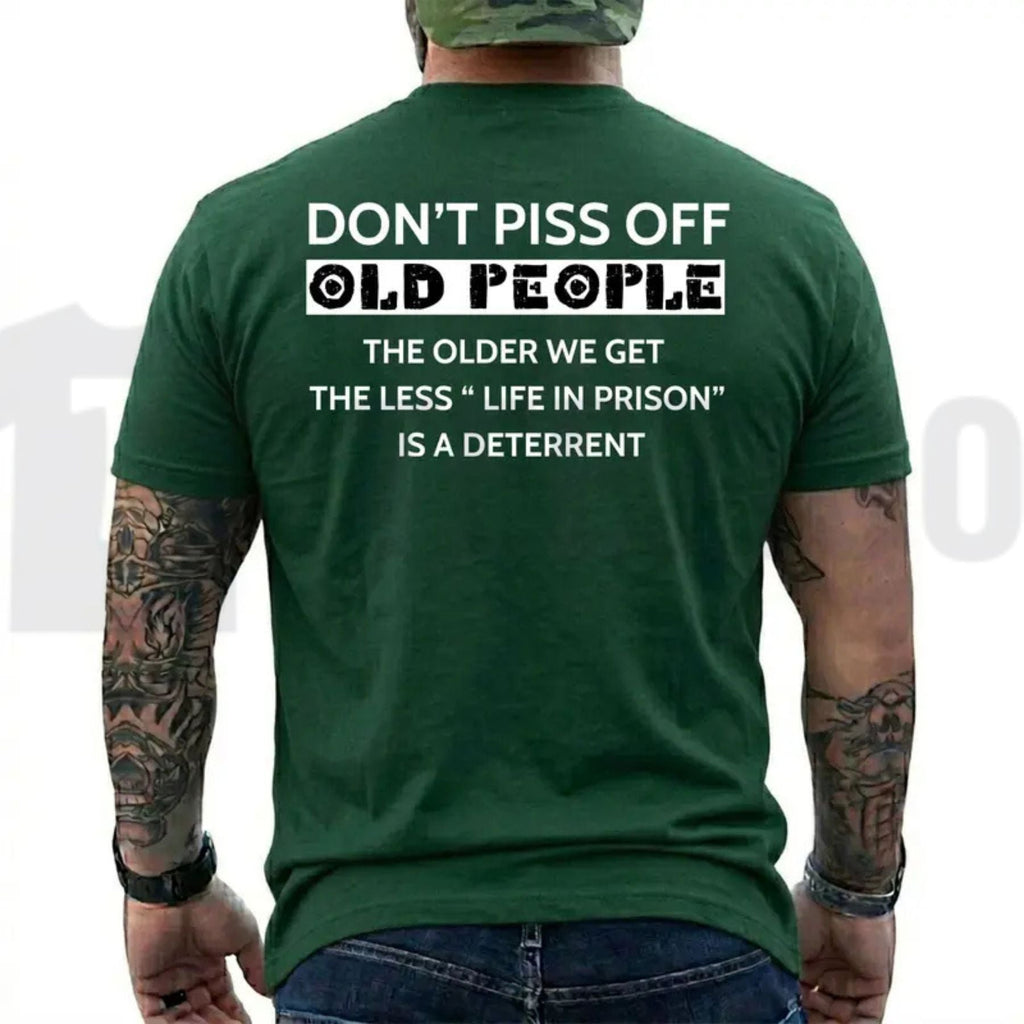 The Less Life In Prison Is A Deterrent Funny Old People Retro Graphic T-Shirt by Teezioo