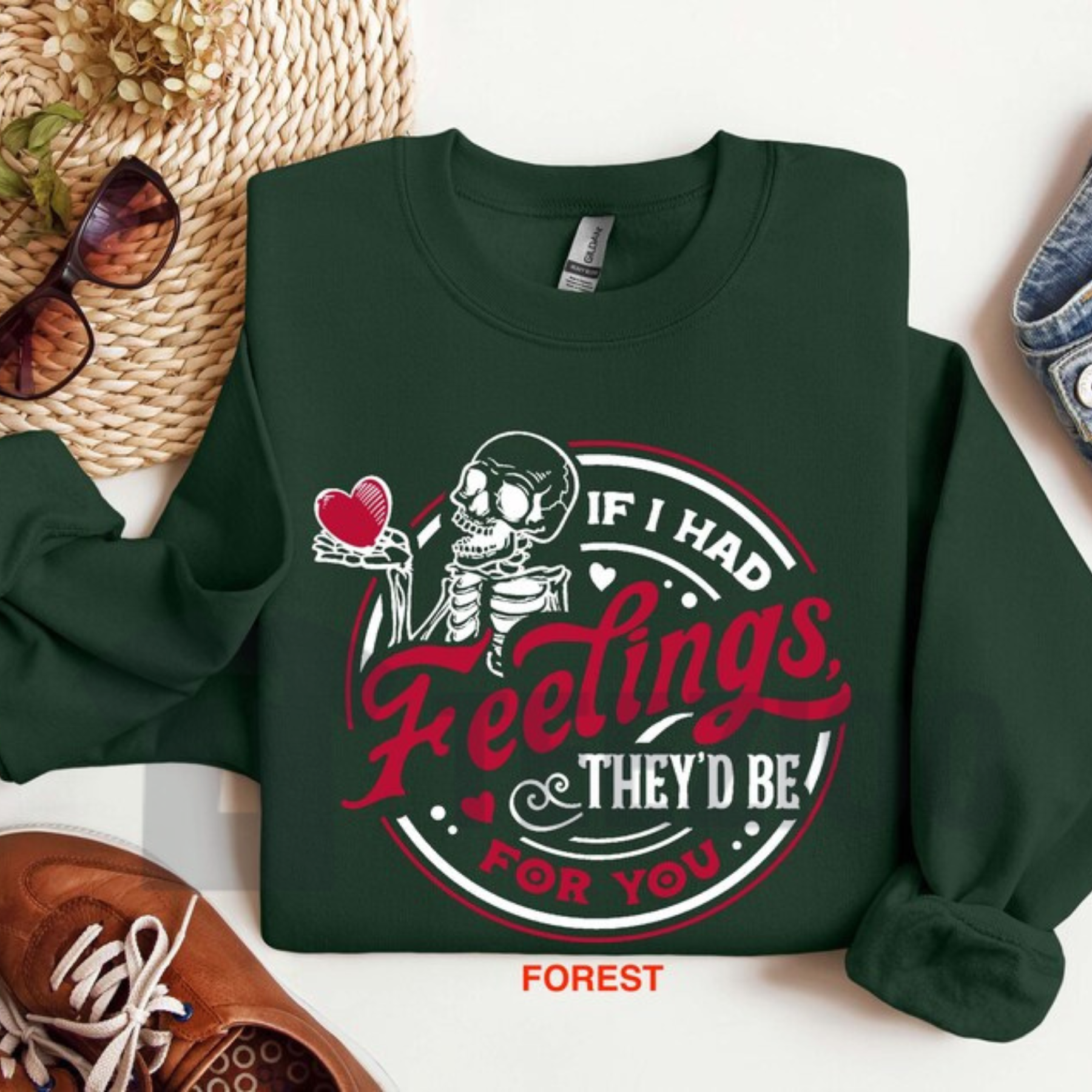If I Had Feelings Skeleton Valentine Sweatshirt by Teezioo