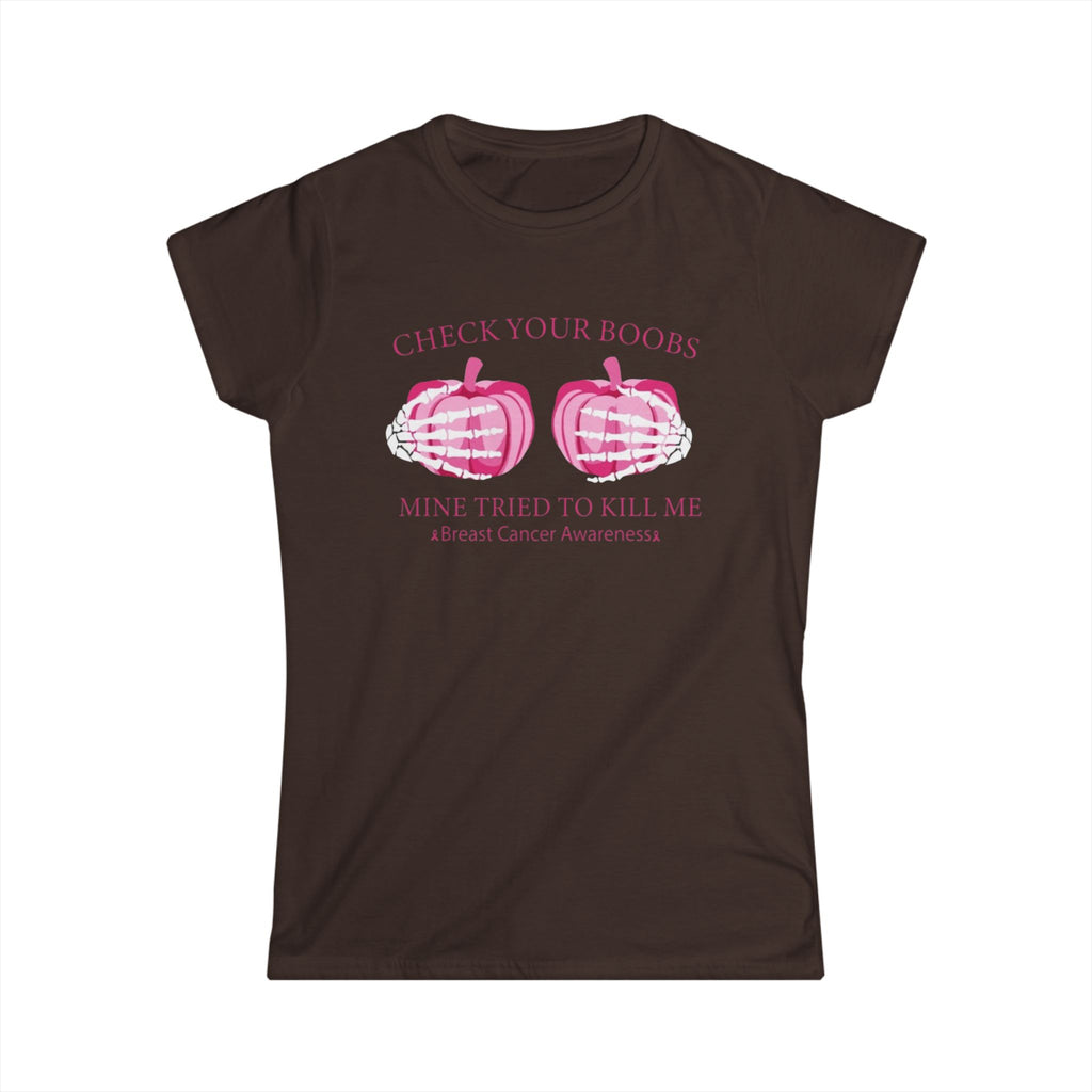 Breast Cancer Awareness Tee - Check Your Boobs T-Shirt for Women by Printify