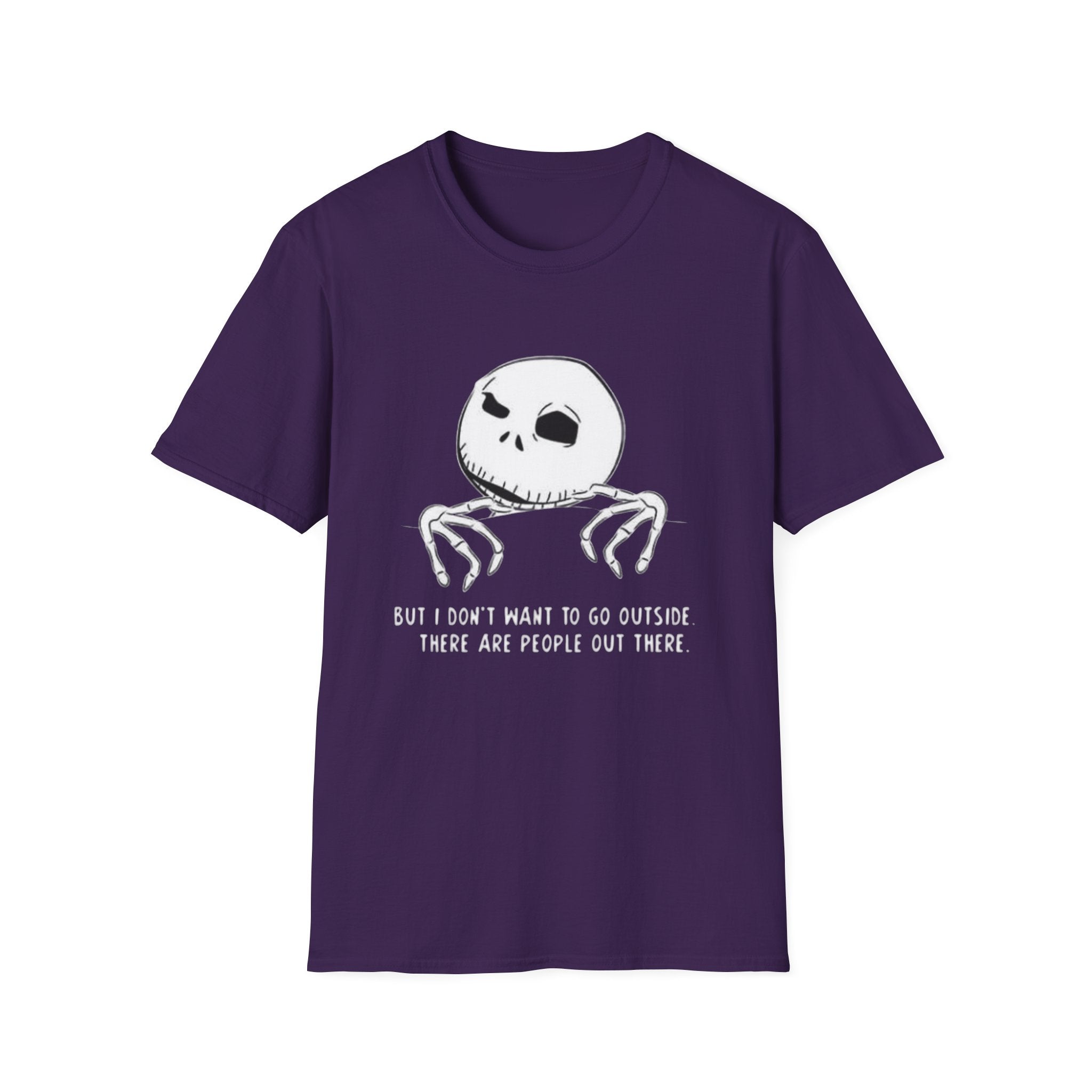 T-Shirt — Jack Skellington Peekaboo "No I Don’t Want To Go Outside" Halloween Tee by Printify