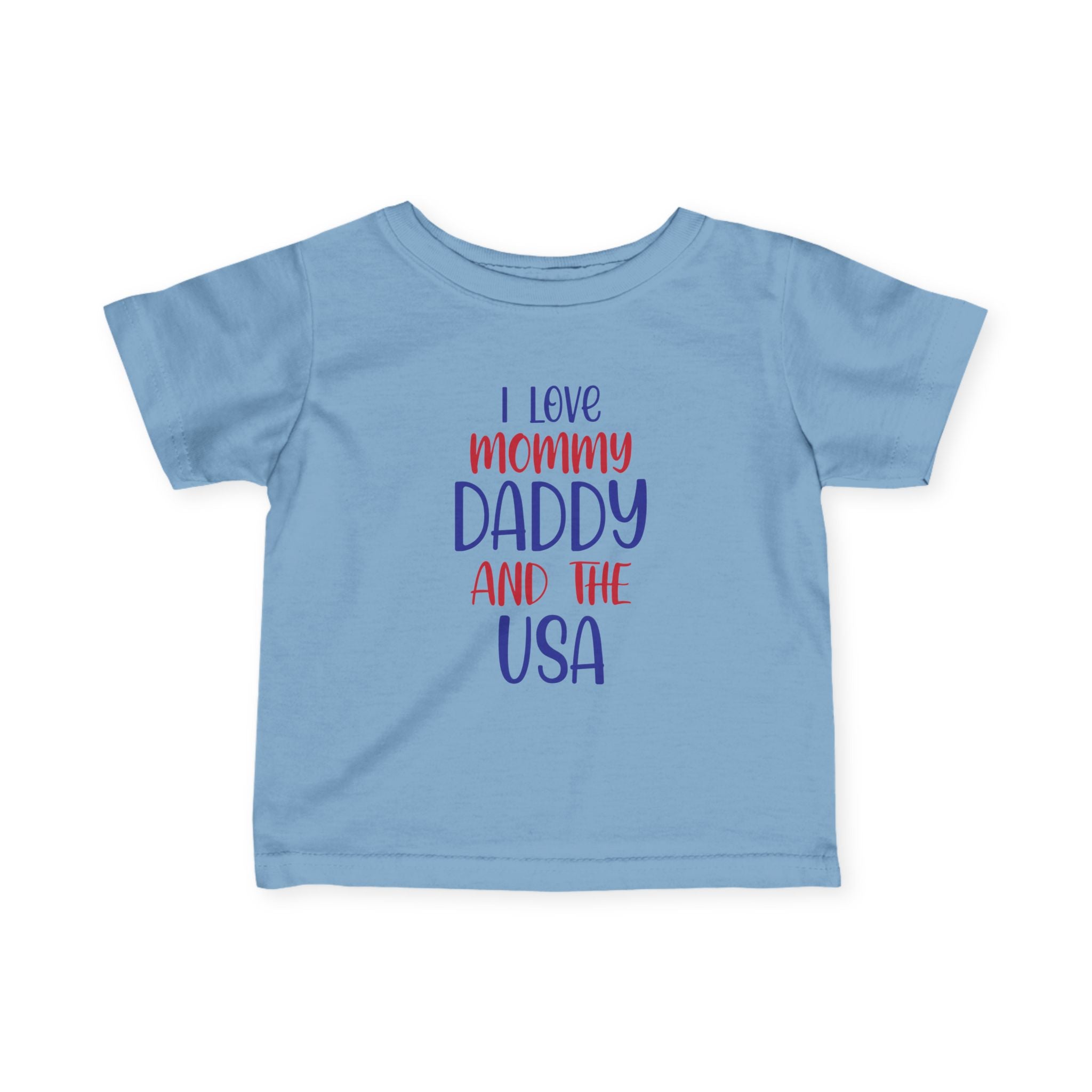 Infant USA Love Tee, Baby T-Shirt, Cute Baby Clothes, USA Holiday Outfit, Father's Day Gift, Family Celebration Shirt by Printify