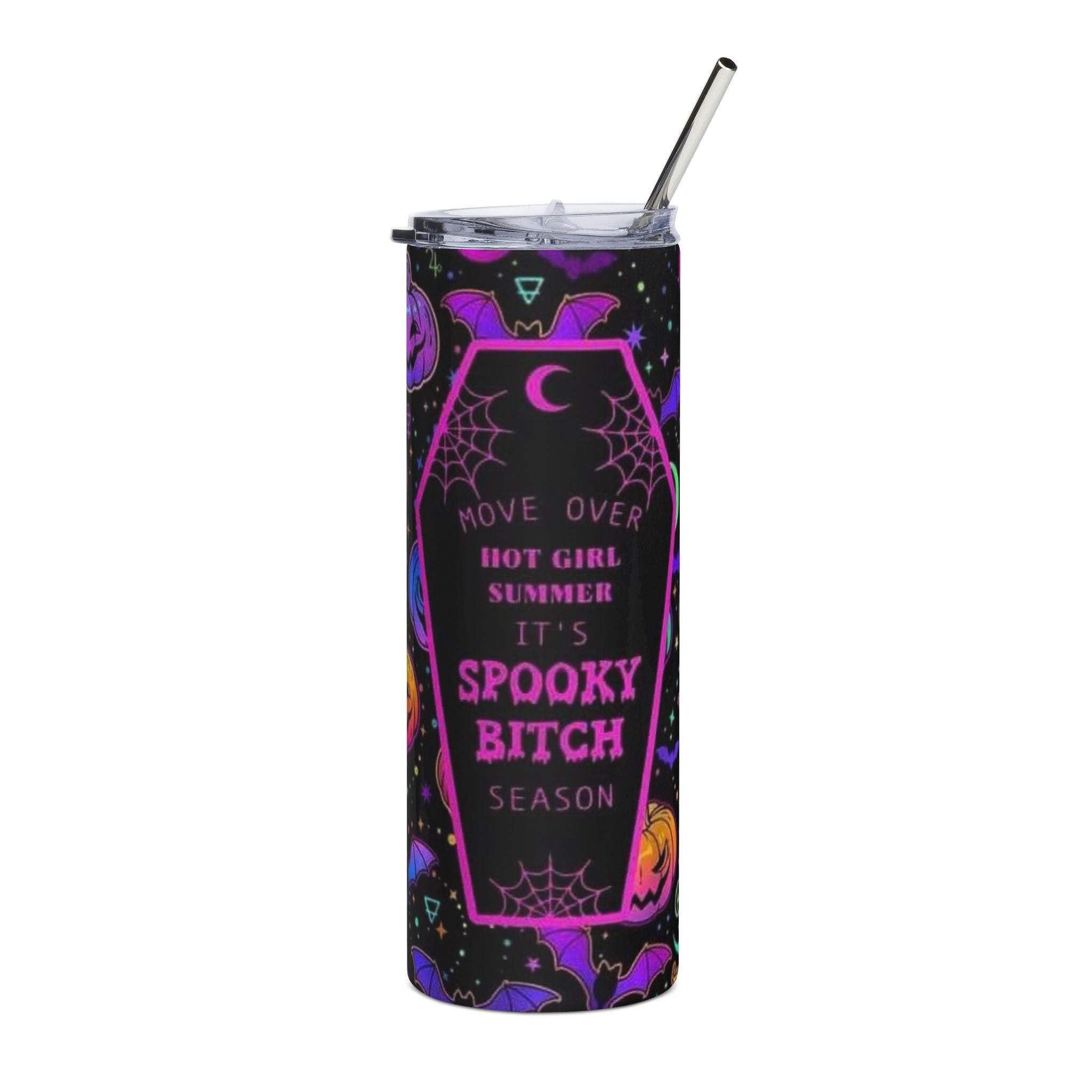 20oz Stainless Steel Tumbler — "Move Over Hot Girl Summer, It’s Spooky Bitch Season" Halloween Travel Cup by Printify