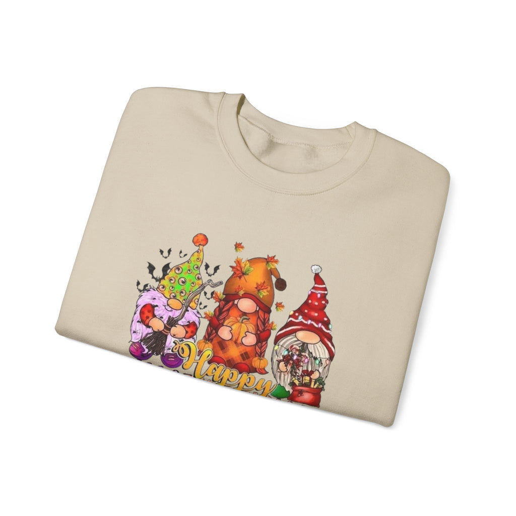 Festive Crewneck Sweatshirt - Hallo Thank-Smas Design, Fall Apparel, Winter Wardrobe Essential, Holiday Gift, Cozy Casual Wear by Printify
