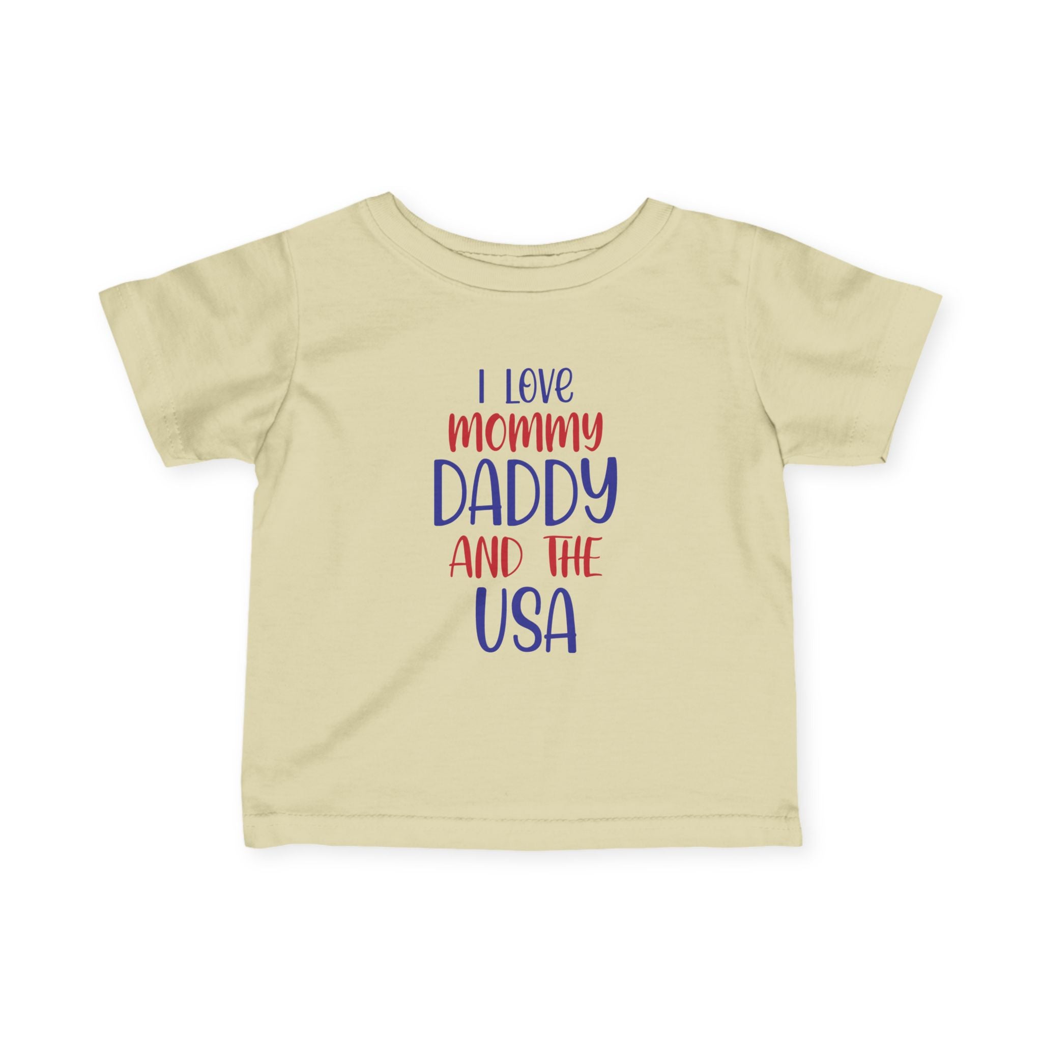Infant USA Love Tee, Baby T-Shirt, Cute Baby Clothes, USA Holiday Outfit, Father's Day Gift, Family Celebration Shirt by Printify