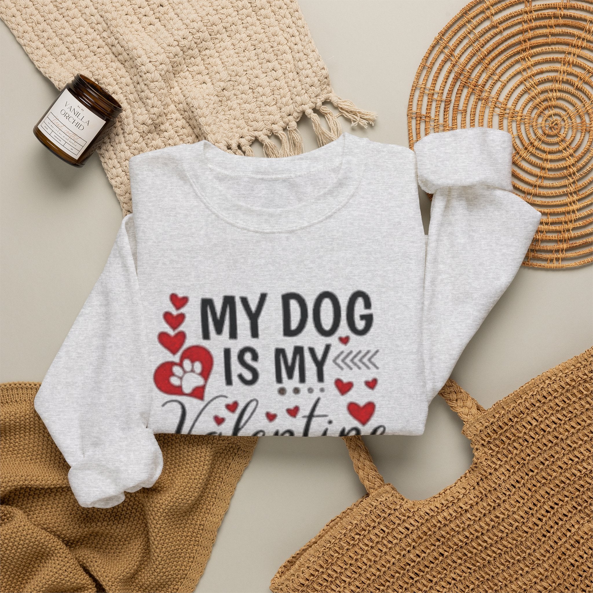 My Dog is My Valentine Sweatshirt, Valentine's Day Gift, Pet Lover Apparel, Valentine's Day Shirt, Dog Lover Gift by Printify