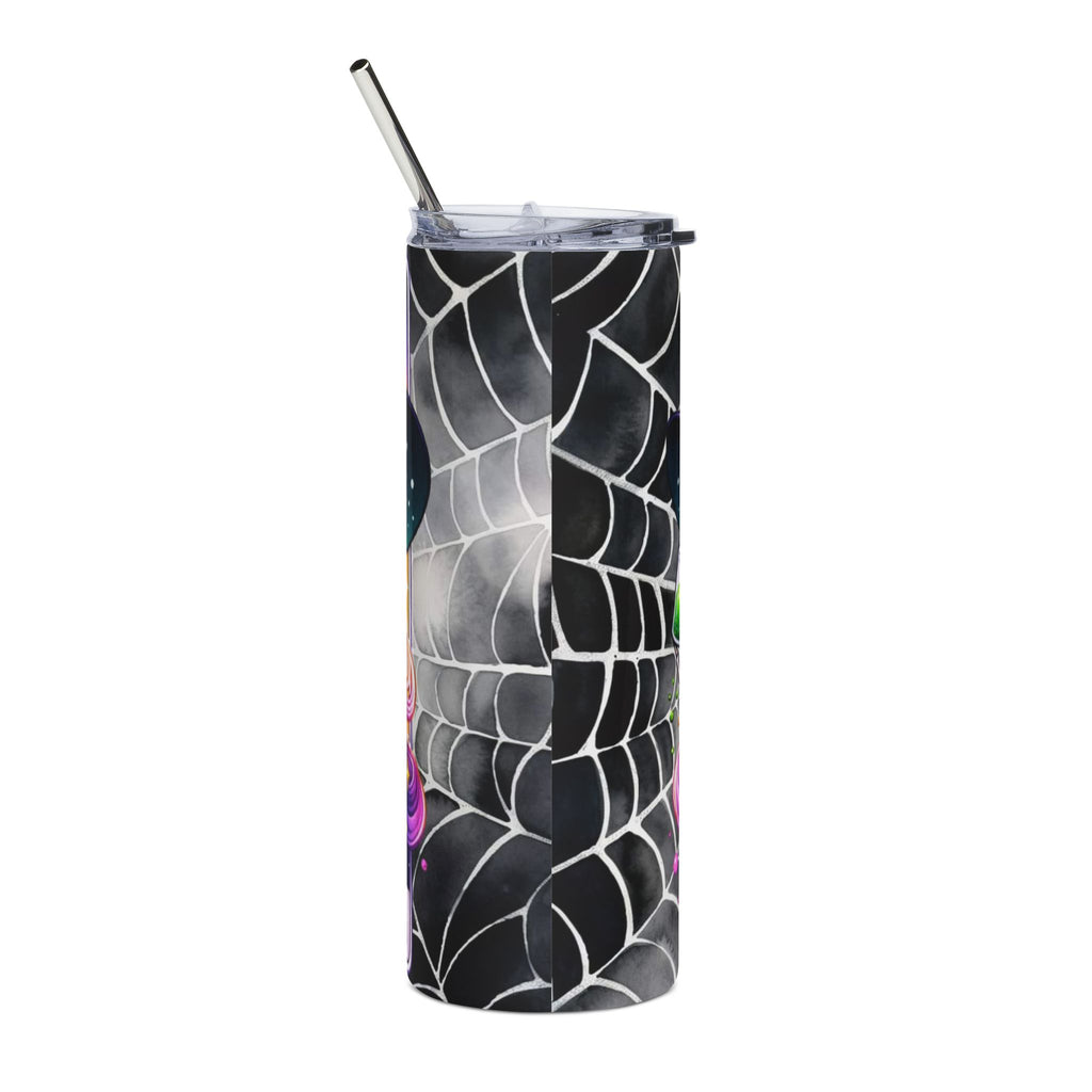 20oz Tumbler — Witch Sugar Skull Boba Tea Stainless Steel Travel Cup by Printify