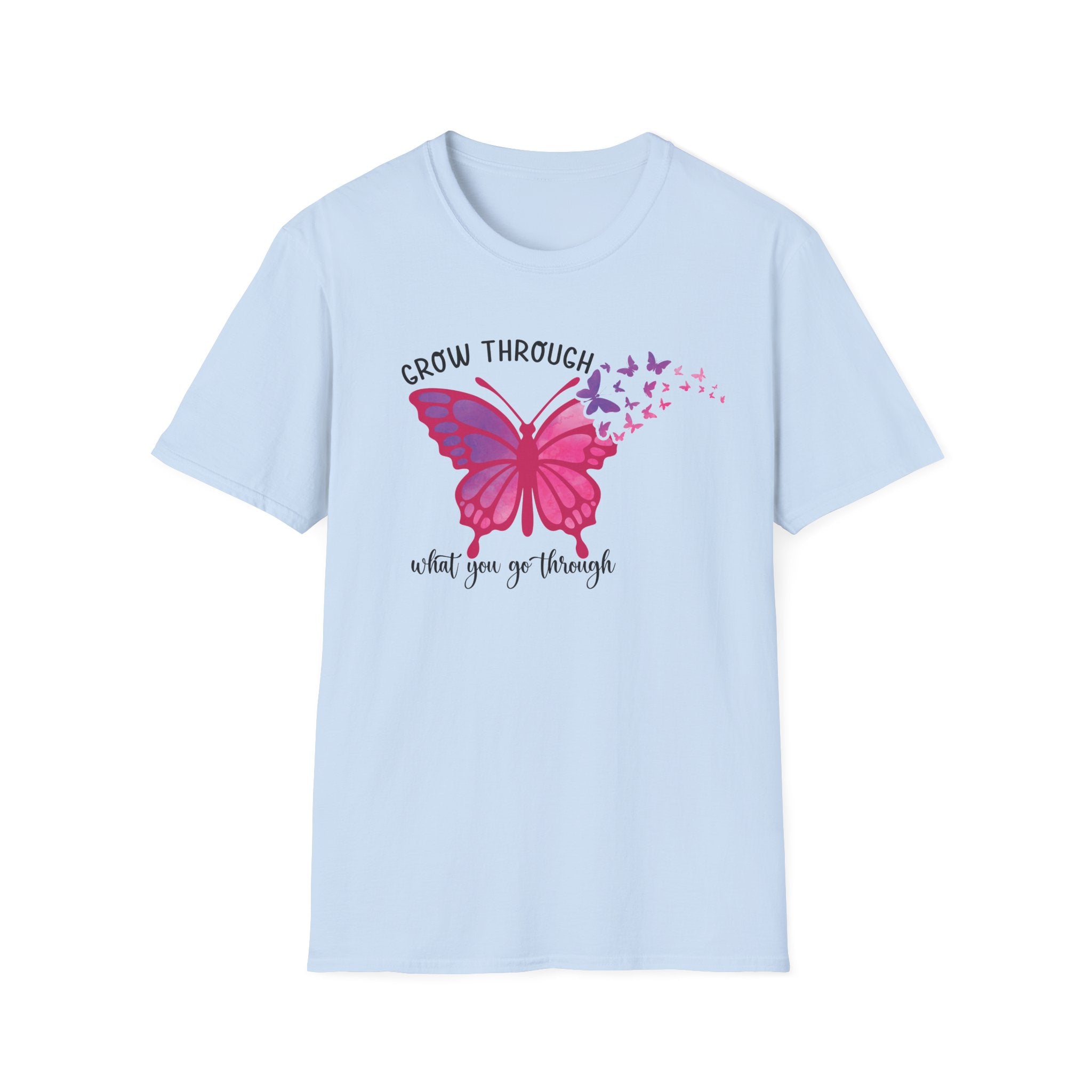 Grow Through What You Go Through Butterfly T-Shirt — Inspirational Women's Tee by Printify