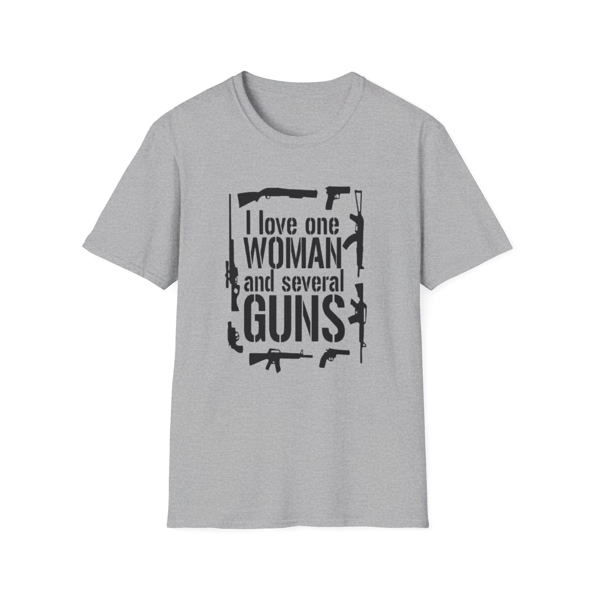 Gun Lover T-Shirt — "I Love One Woman and Several Guns" Graphic Tee by Printify