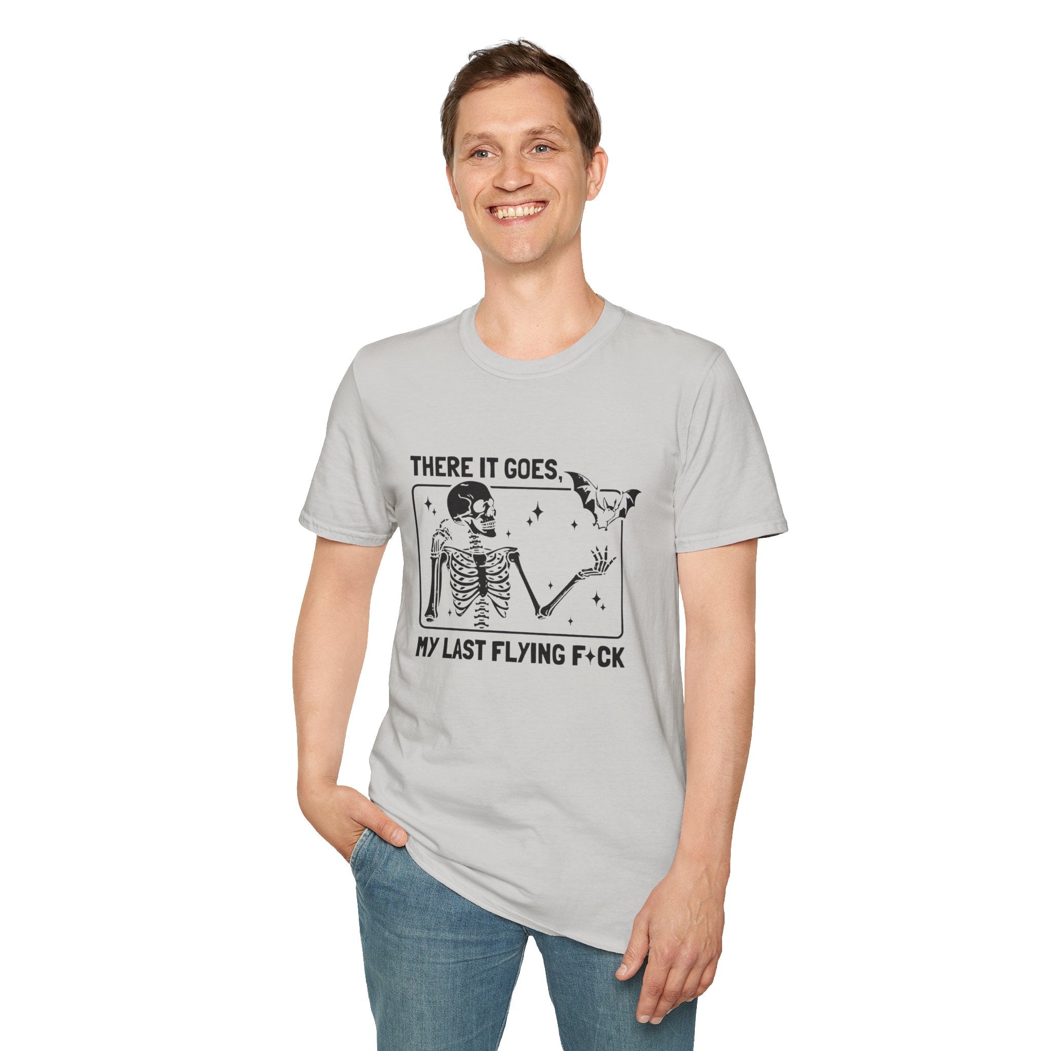 There It Goes Skeleton Tee — “My Last Flying F*ck” Graphic T‑Shirt by Printify