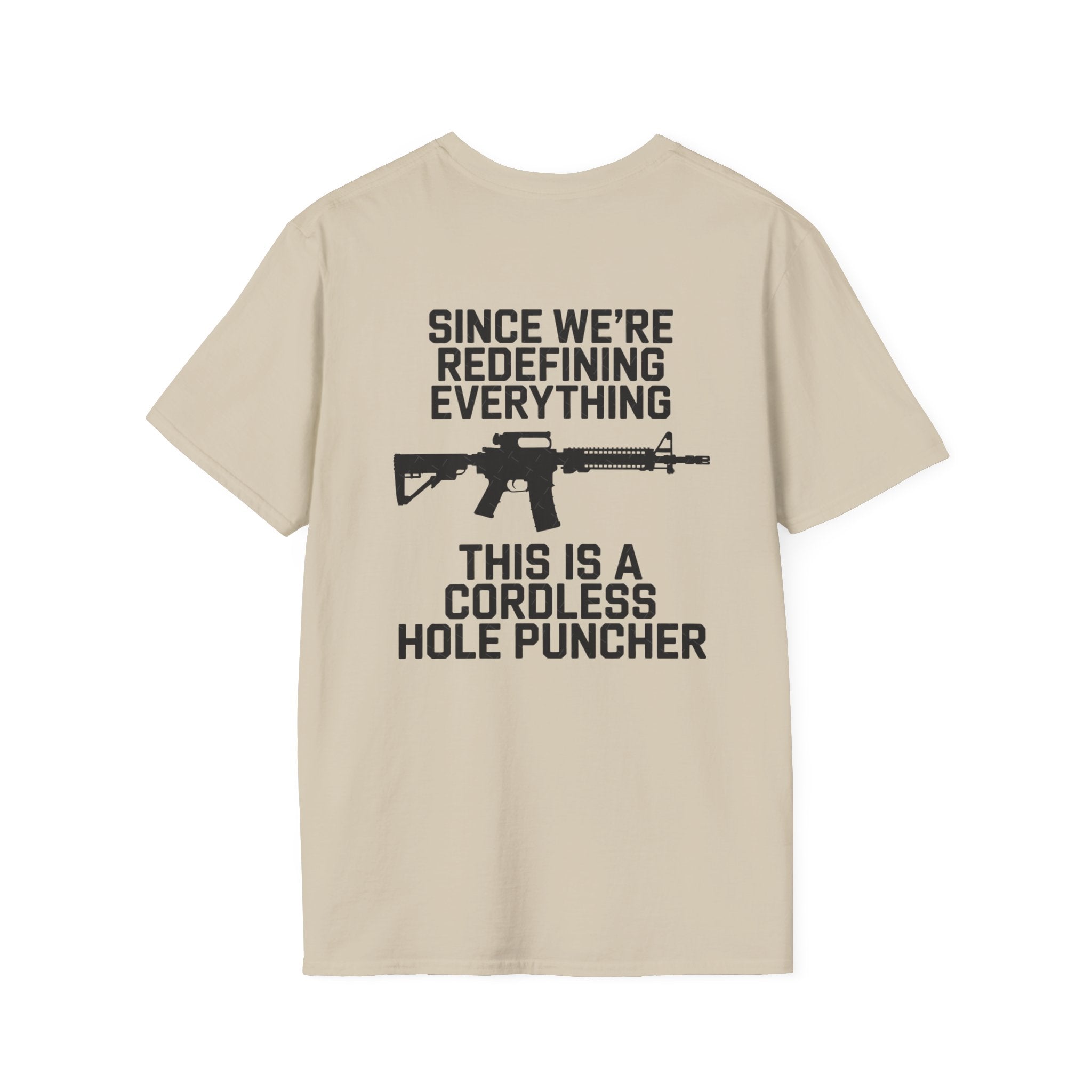 T-Shirt — 'Redefining' Rifle Minimalist Graphic Tee by Printify