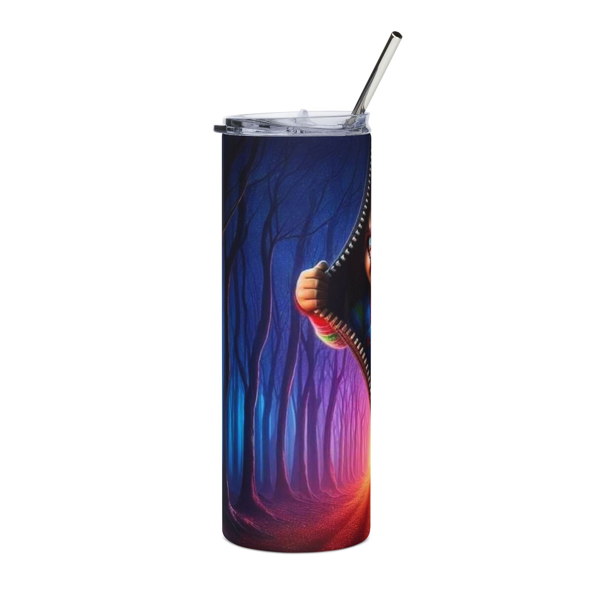 20oz Halloween Chucky Stainless Steel Tumbler — Horror Movie Zipper Design by Printify