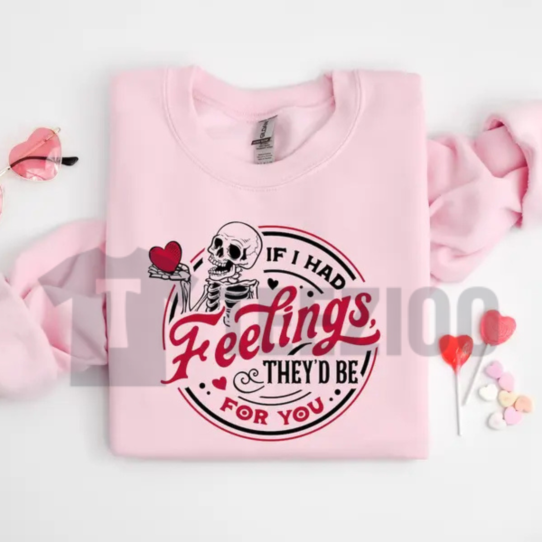 If I Had Feelings Skeleton Valentine Sweatshirt by Teezioo