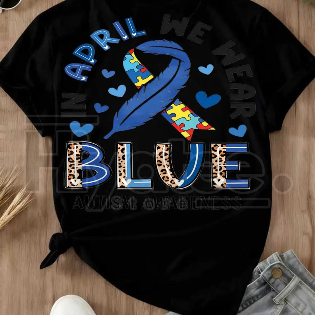 "In April We Wear Blue" Autism Awareness – Ribbon Puzzle Piece Women's Top by Hiyatee