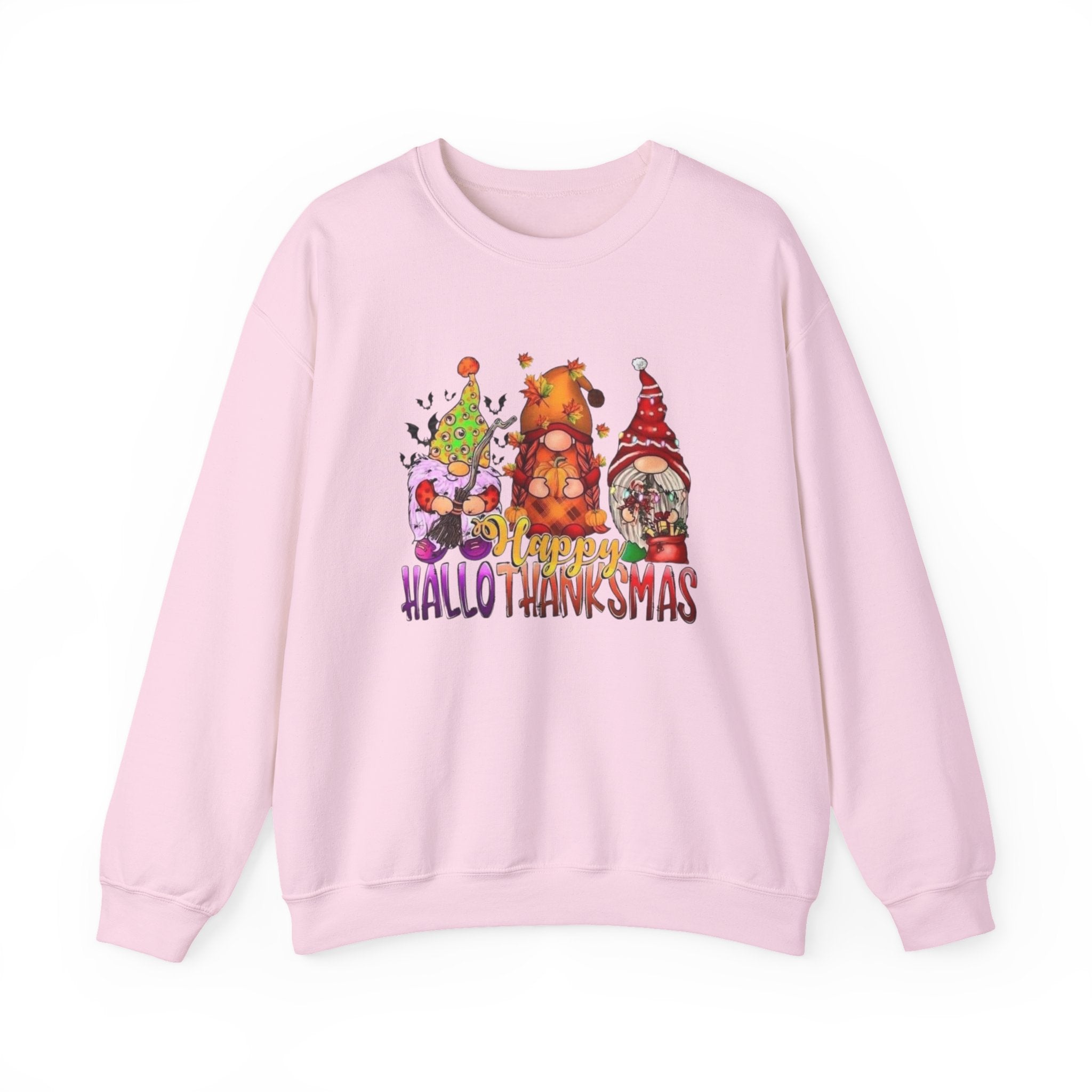Festive Crewneck Sweatshirt - Hallo Thank-Smas Design, Fall Apparel, Winter Wardrobe Essential, Holiday Gift, Cozy Casual Wear by Printify