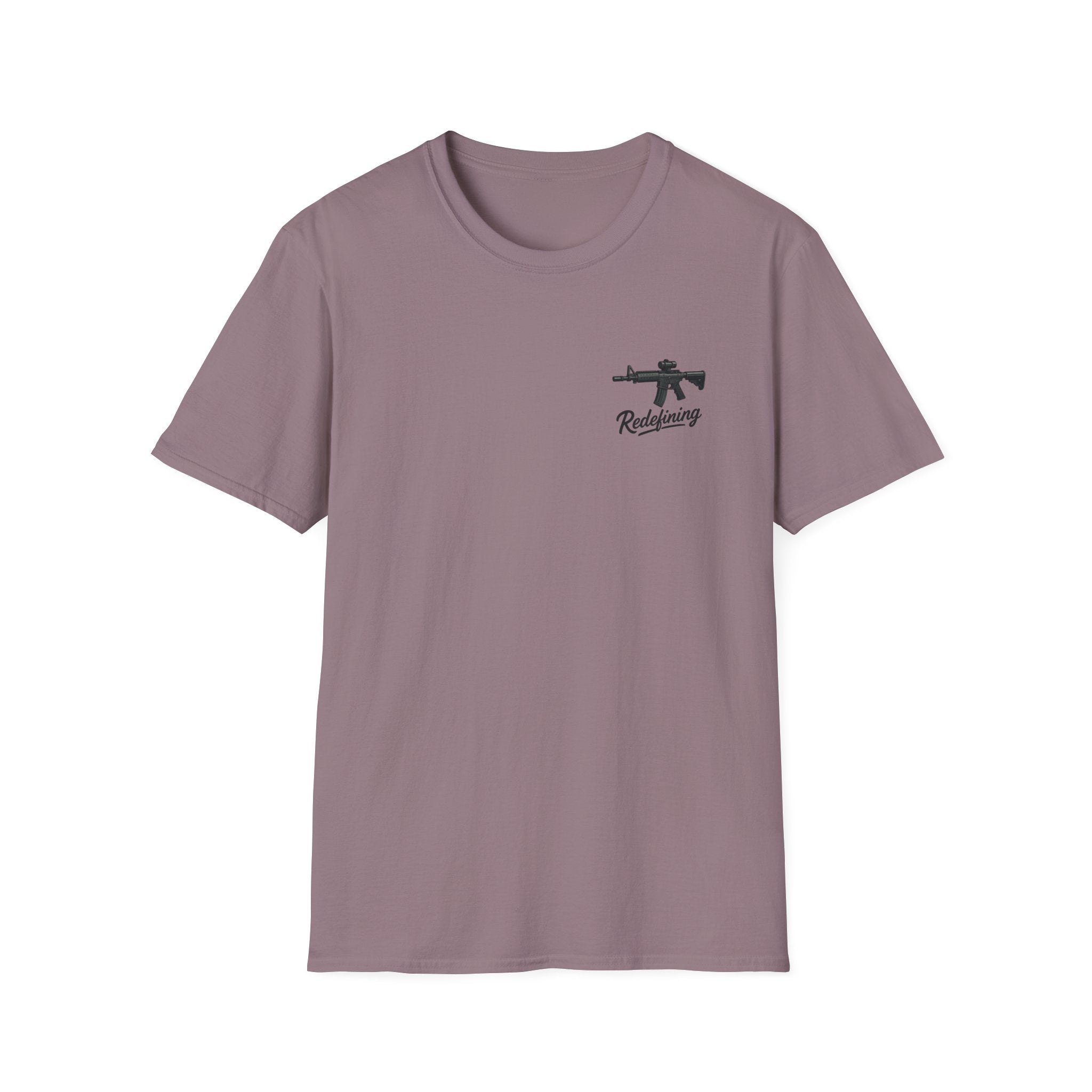 T-Shirt — 'Redefining' Rifle Minimalist Graphic Tee by Printify