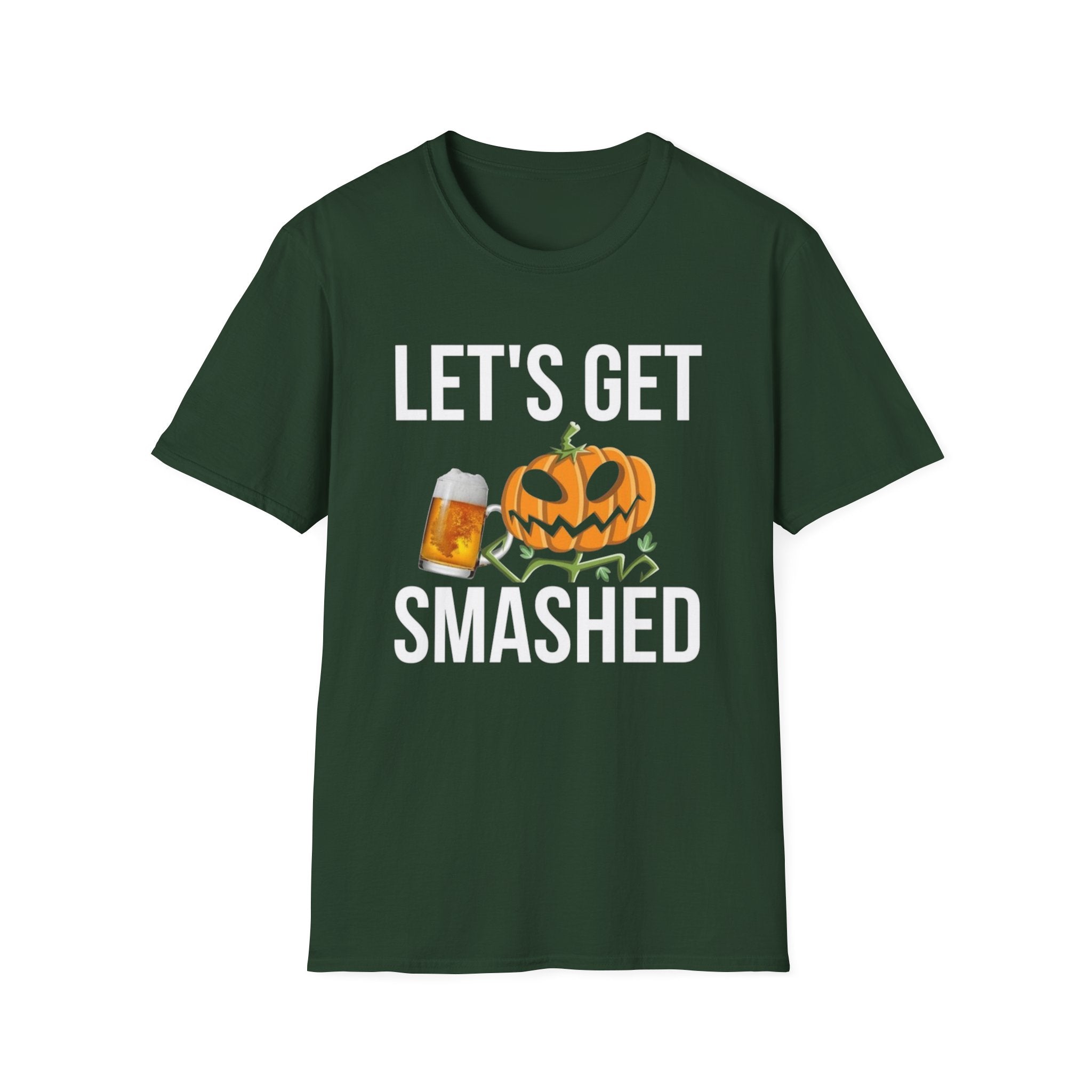 Halloween "Let's Get Smashed" T-Shirt — Pumpkin & Beer Party Tee by Printify