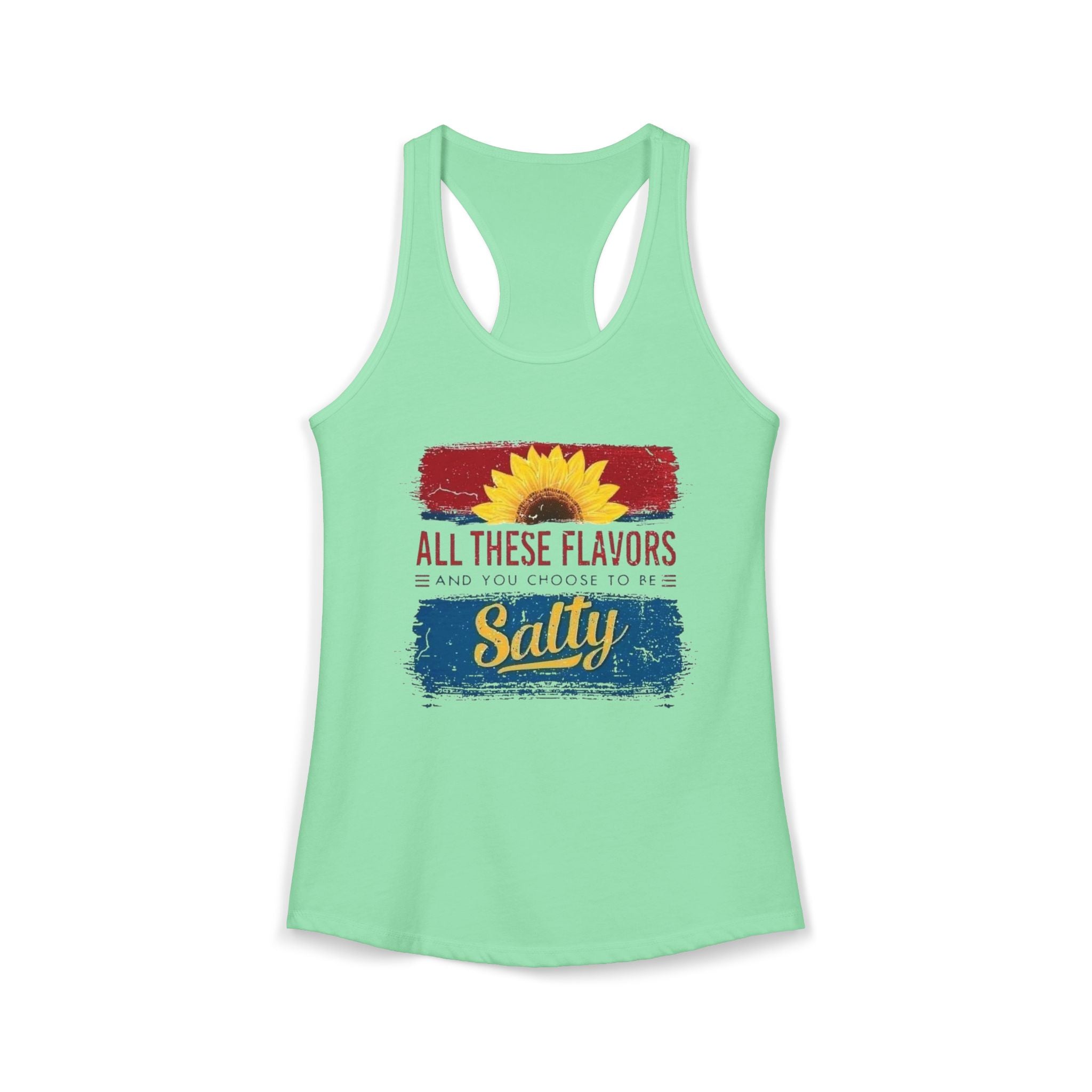 Salty Flavors Racerback Tank Top, Casual Summer Shirt, Beach Wear, Gift for Friends, Fun Party Top, Outdoor Activities by Printify