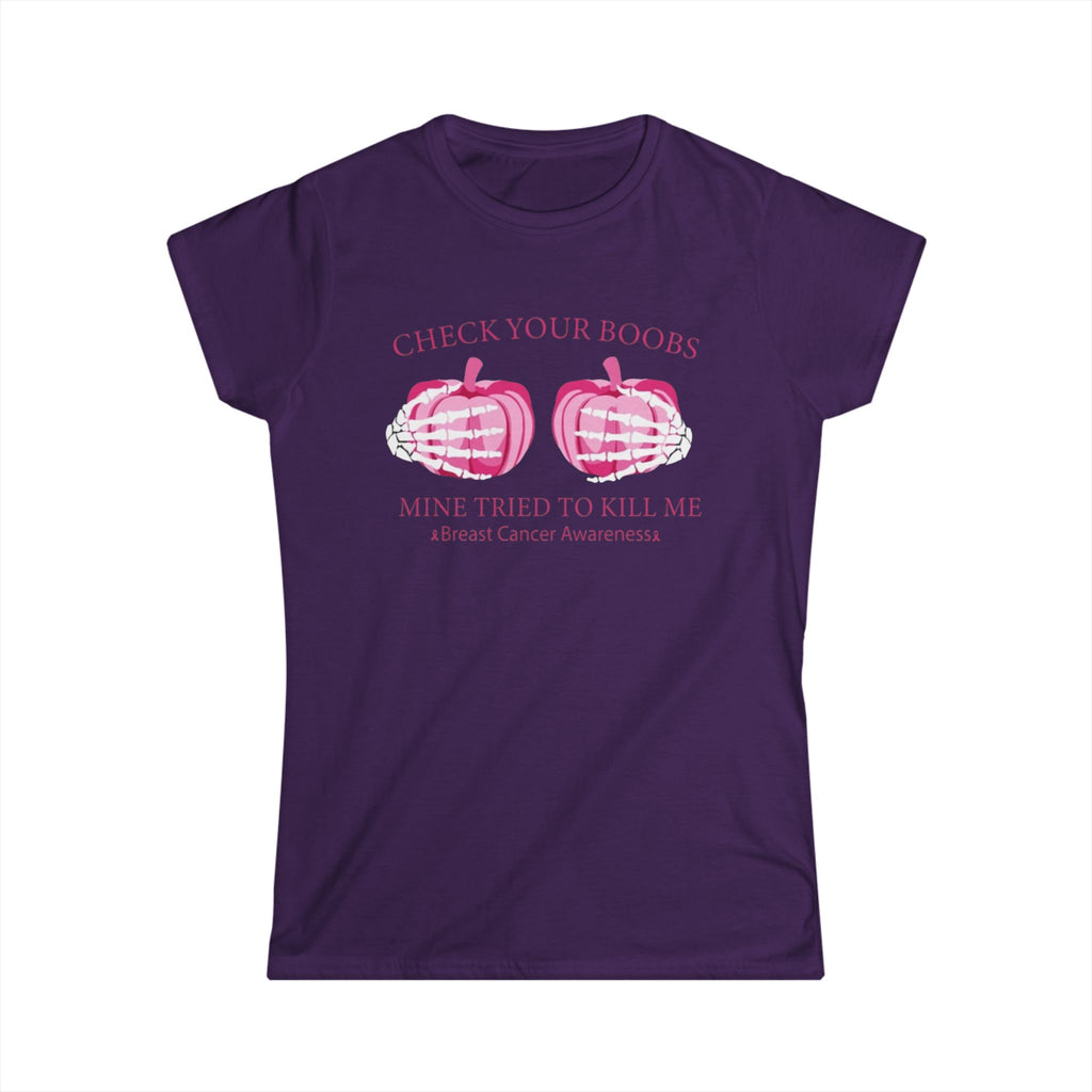 Breast Cancer Awareness Tee - Check Your Boobs T-Shirt for Women by Printify