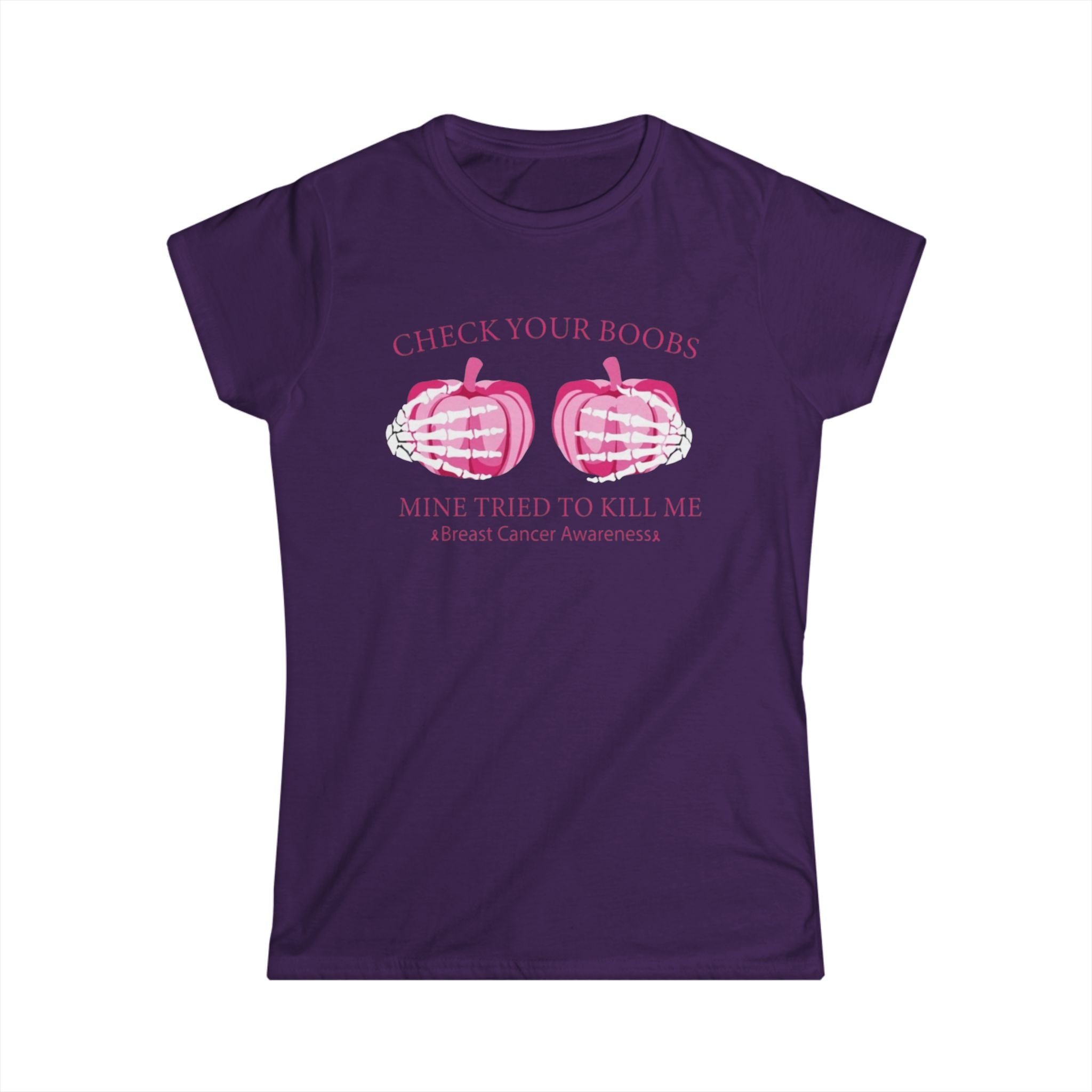 Breast Cancer Awareness Tee - Check Your Boobs T-Shirt for Women by Printify