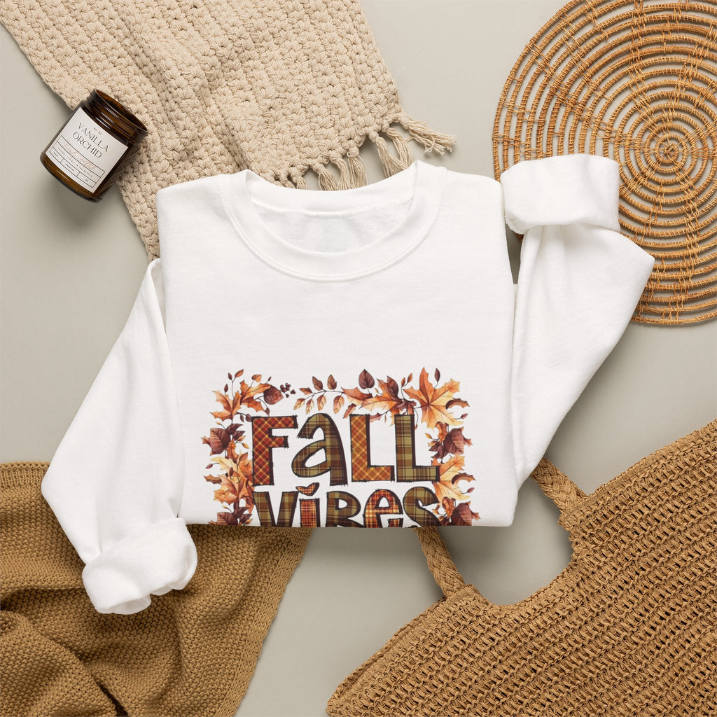 Fall Vibes Sweatshirt, Cozy Pullover, Halloween Gift, Pumpkin Crewneck, Autumn Apparel, Fall Fashion by Printify