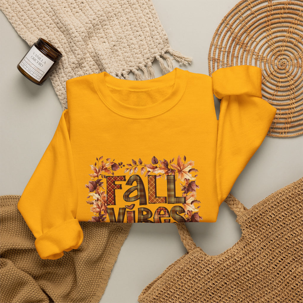 Fall Vibes Sweatshirt, Cozy Pullover, Halloween Gift, Pumpkin Crewneck, Autumn Apparel, Fall Fashion by Printify