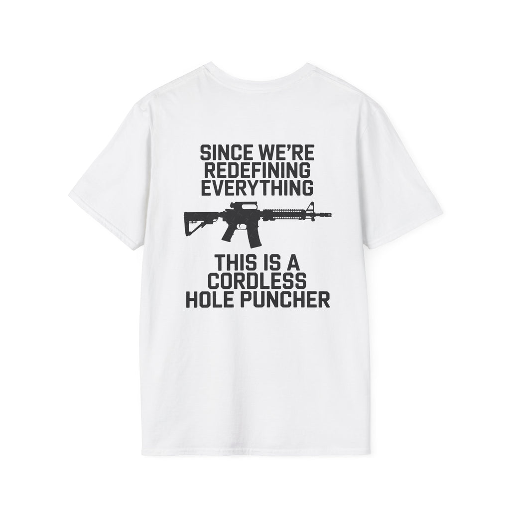T-Shirt — 'Redefining' Rifle Graphic Pocket Tee by Printify