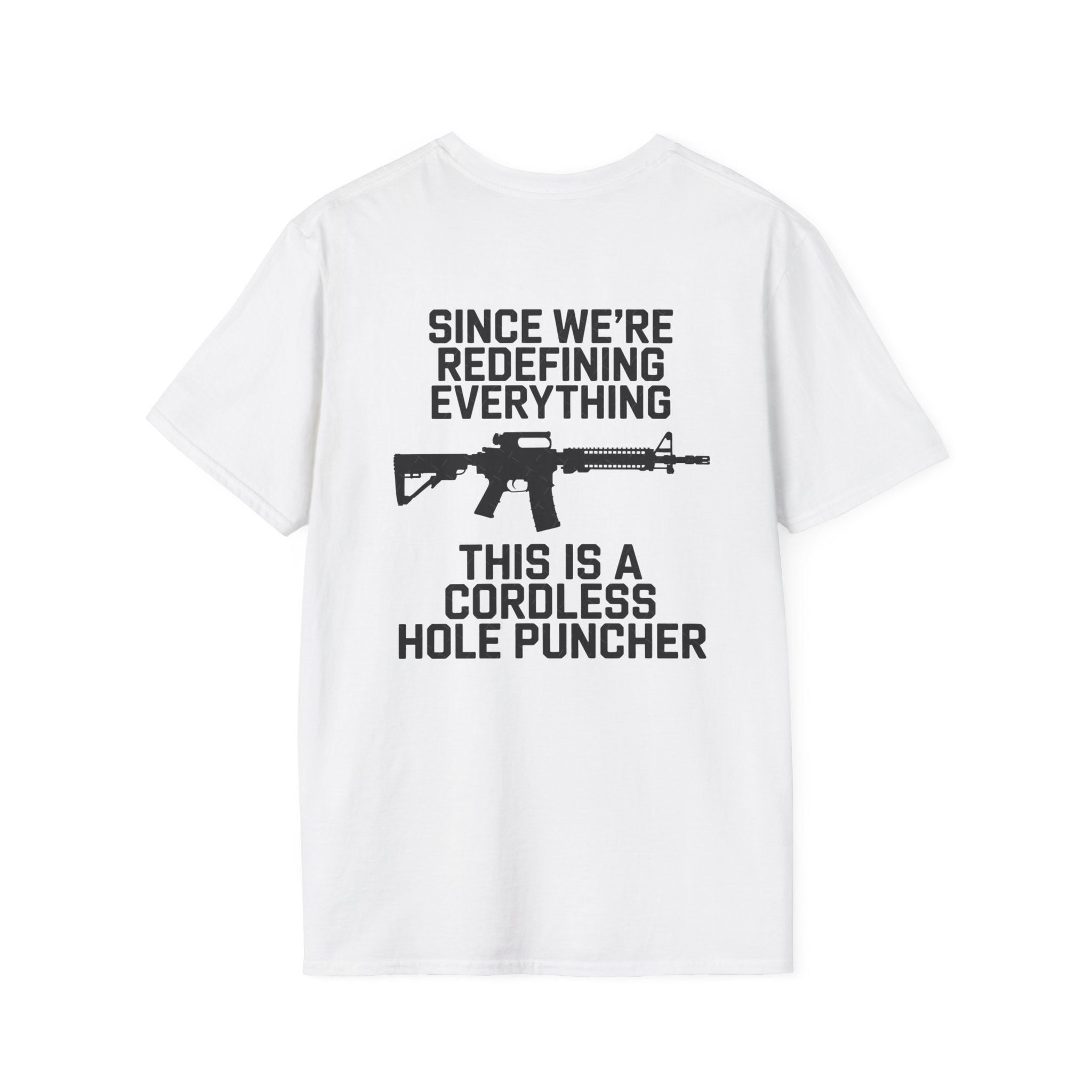 T-Shirt — 'Redefining' Rifle Minimalist Graphic Tee by Printify