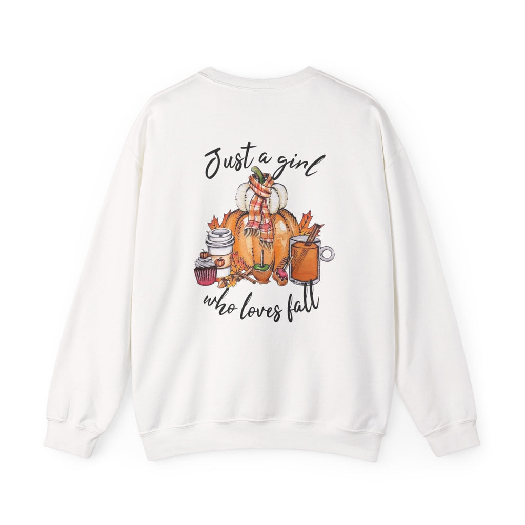Just a Girl Who Loves Fall Crewneck Sweatshirt – Cozy Autumn Pullover by Printify