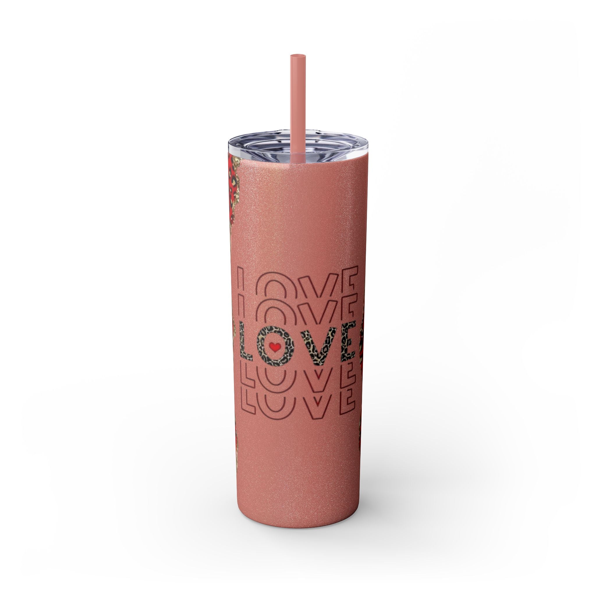 Love love Skinny Tumbler with Straw, 20oz by Printify