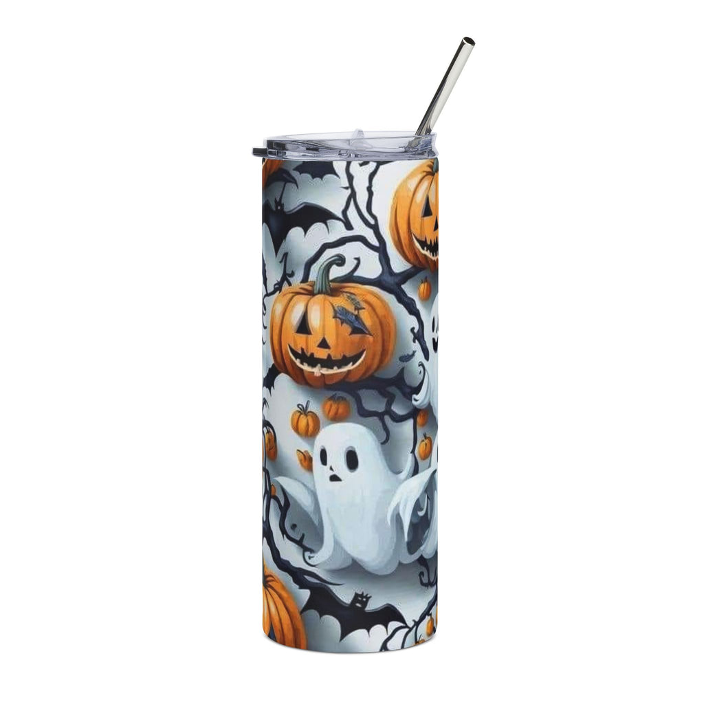 Halloween Ghost & Jack-O’-Lantern 20oz Stainless Steel Tumbler by Printify