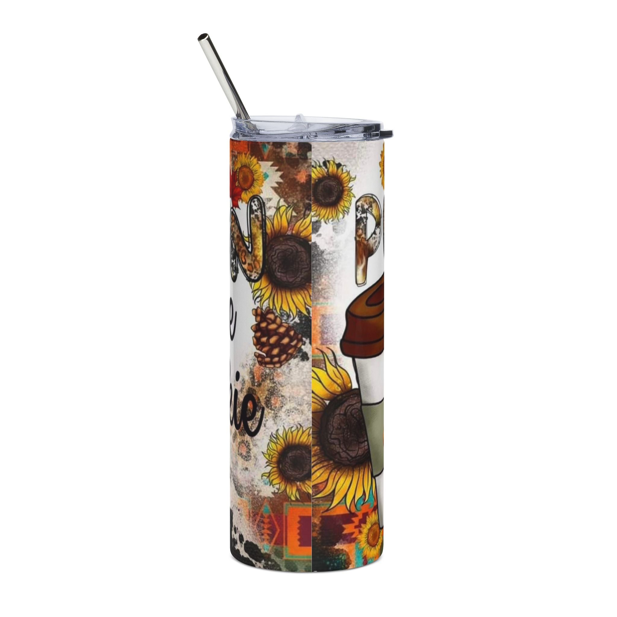 20oz Tumbler — Pumpkin Spice & Sunflowers Stainless Steel Travel Cup by Printify