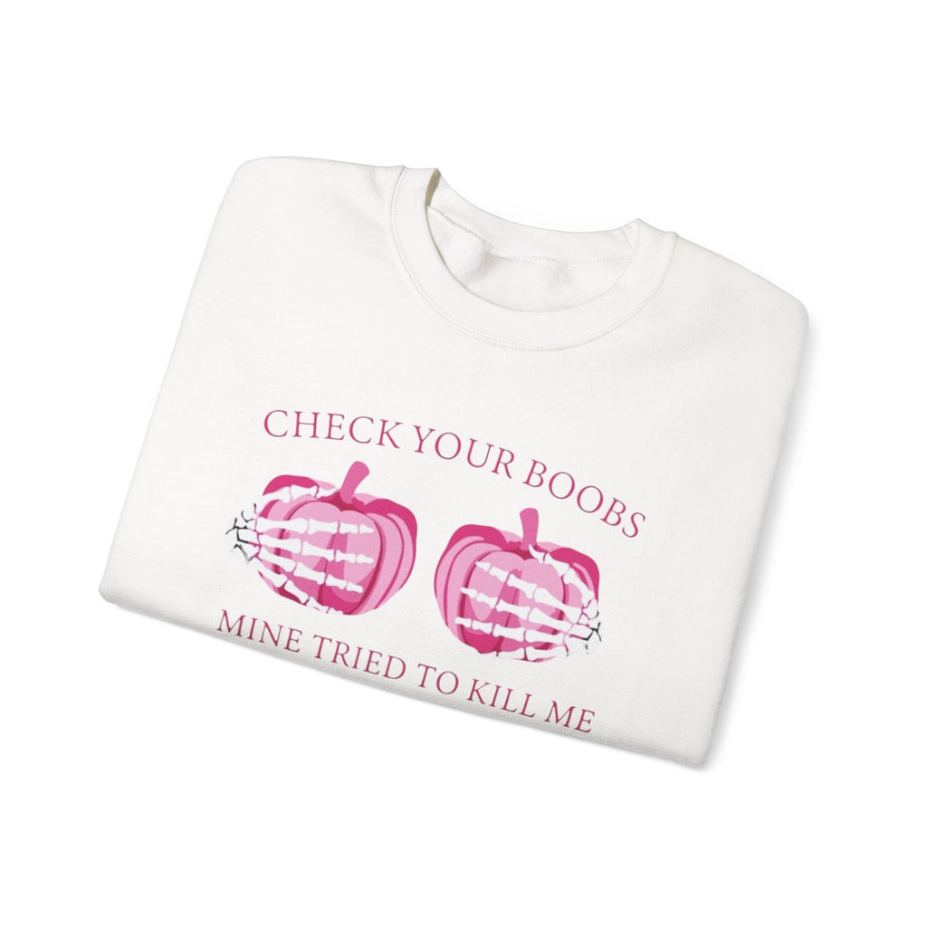 Breast Cancer Awareness Sweatshirt - Check Your Boobs by Printify