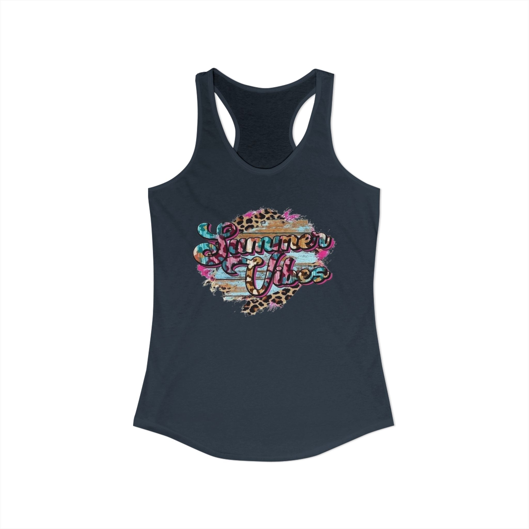 Summer Vibes Racerback Tank Top - Cute Summer Shirt, Beach Outfit, Comfortable Activewear, Gift for Vacation, Pool Party Top by Printify