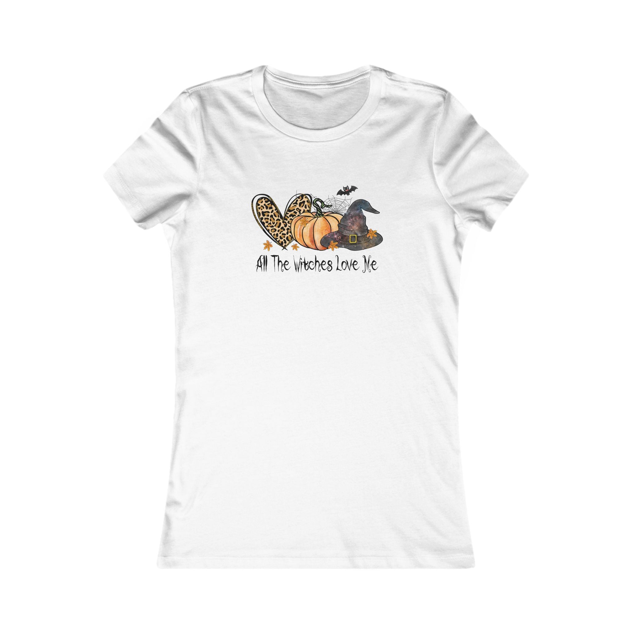 Women's Festive Graphic Tee | All The Witches Love Me | Halloween Shirt, Cute Fall T-Shirt, Witchy Apparel, Fun Casual Wear, Gift for Her by Printify