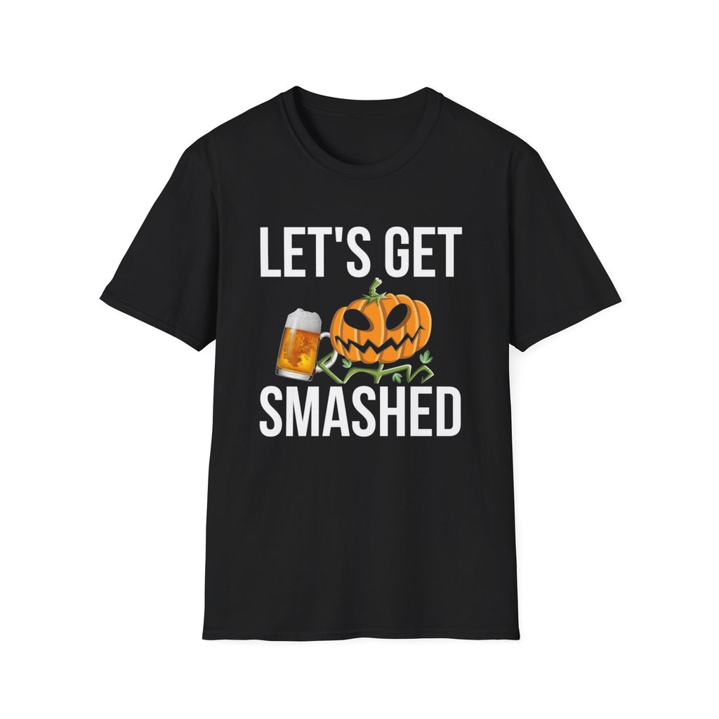Halloween "Let's Get Smashed" T-Shirt — Pumpkin & Beer Party Tee by Printify