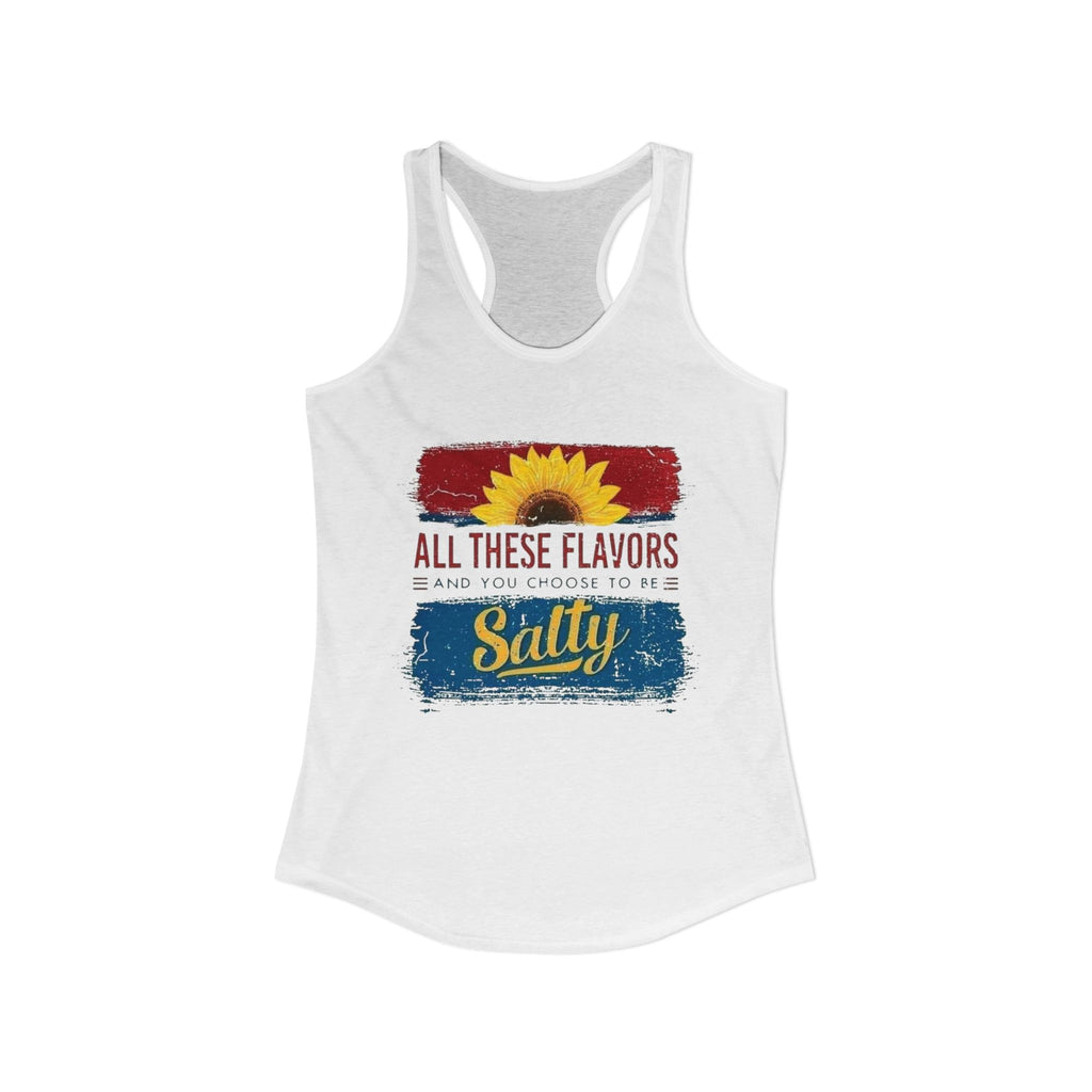 Salty Flavors Racerback Tank Top, Casual Summer Shirt, Beach Wear, Gift for Friends, Fun Party Top, Outdoor Activities by Printify