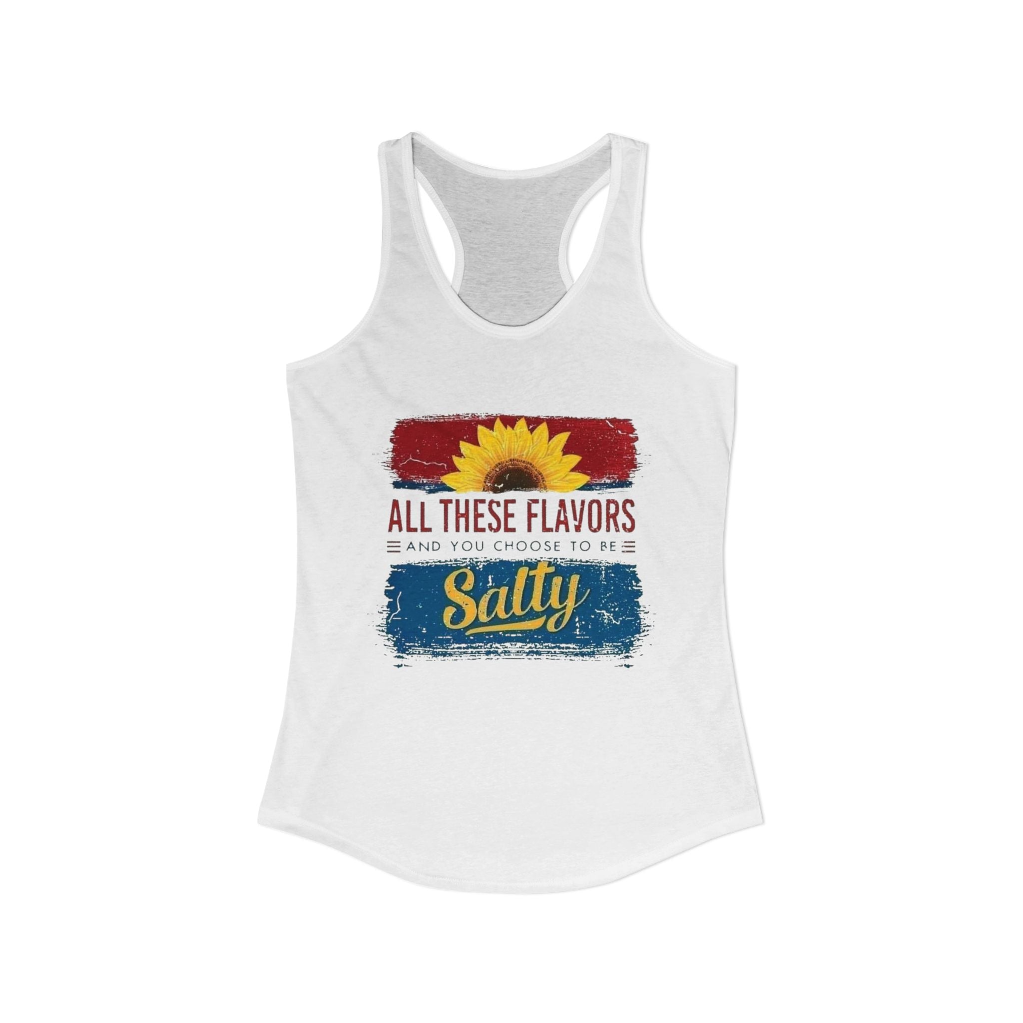 Salty Flavors Racerback Tank Top, Casual Summer Shirt, Beach Wear, Gift for Friends, Fun Party Top, Outdoor Activities by Printify