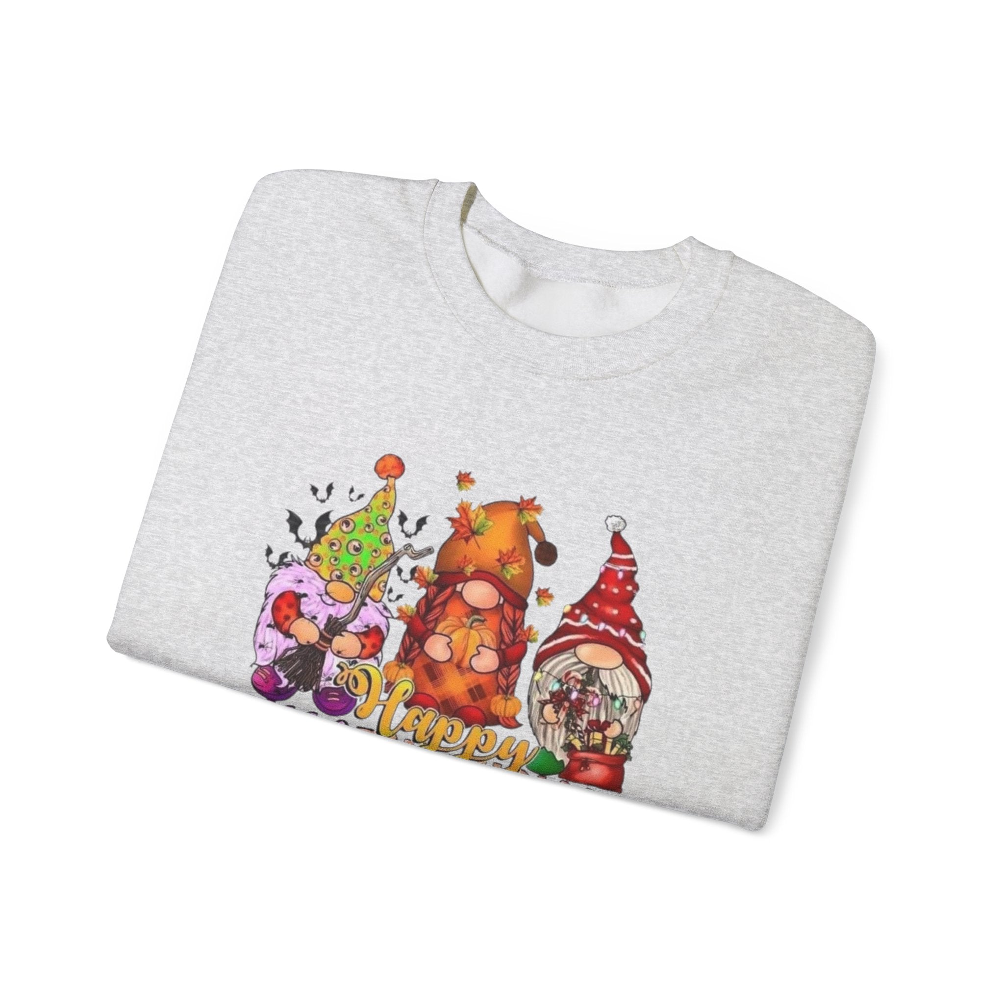 Festive Crewneck Sweatshirt - Hallo Thank-Smas Design, Fall Apparel, Winter Wardrobe Essential, Holiday Gift, Cozy Casual Wear by Printify