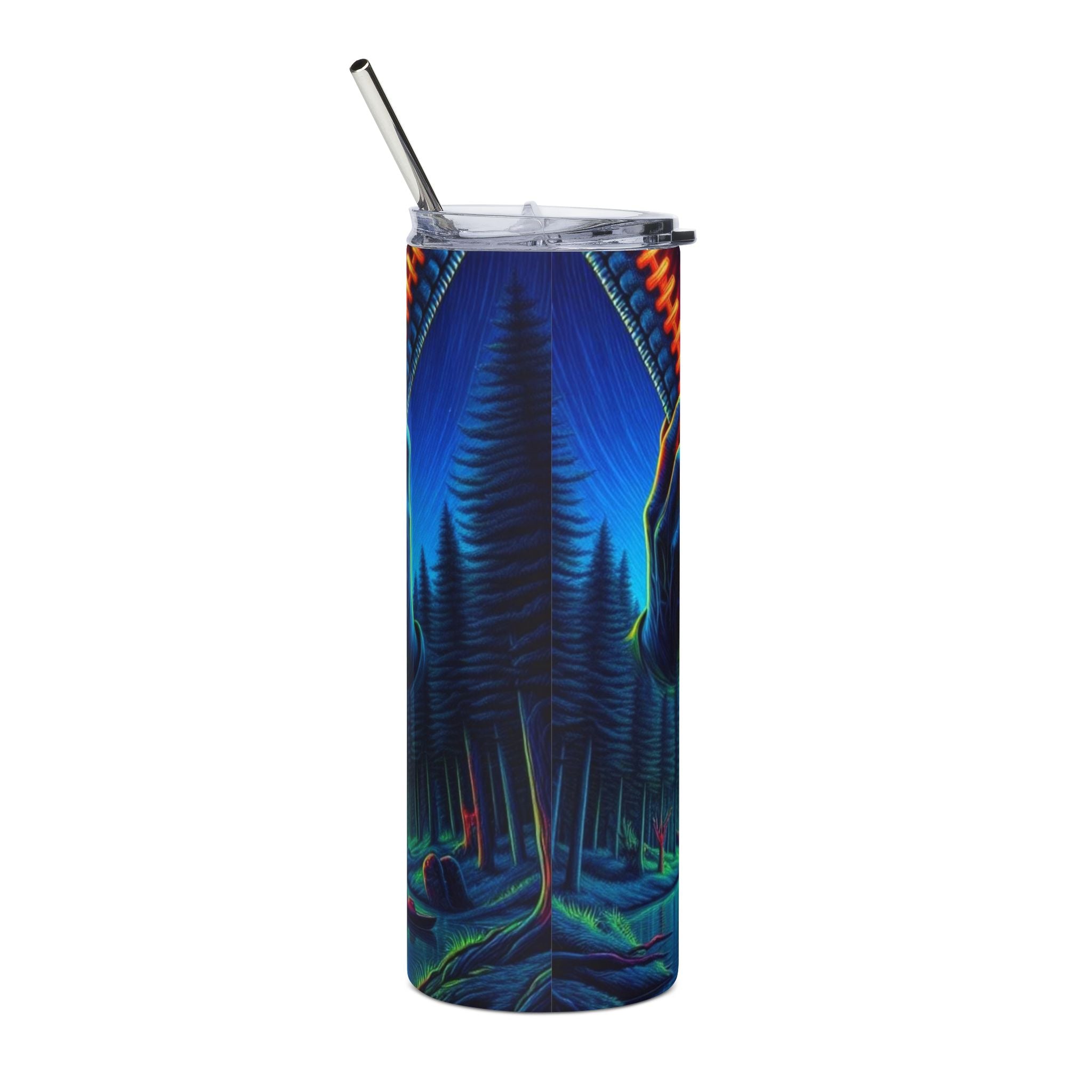 Horror Neon Jason Mask 20oz Stainless Steel Tumbler by Printify