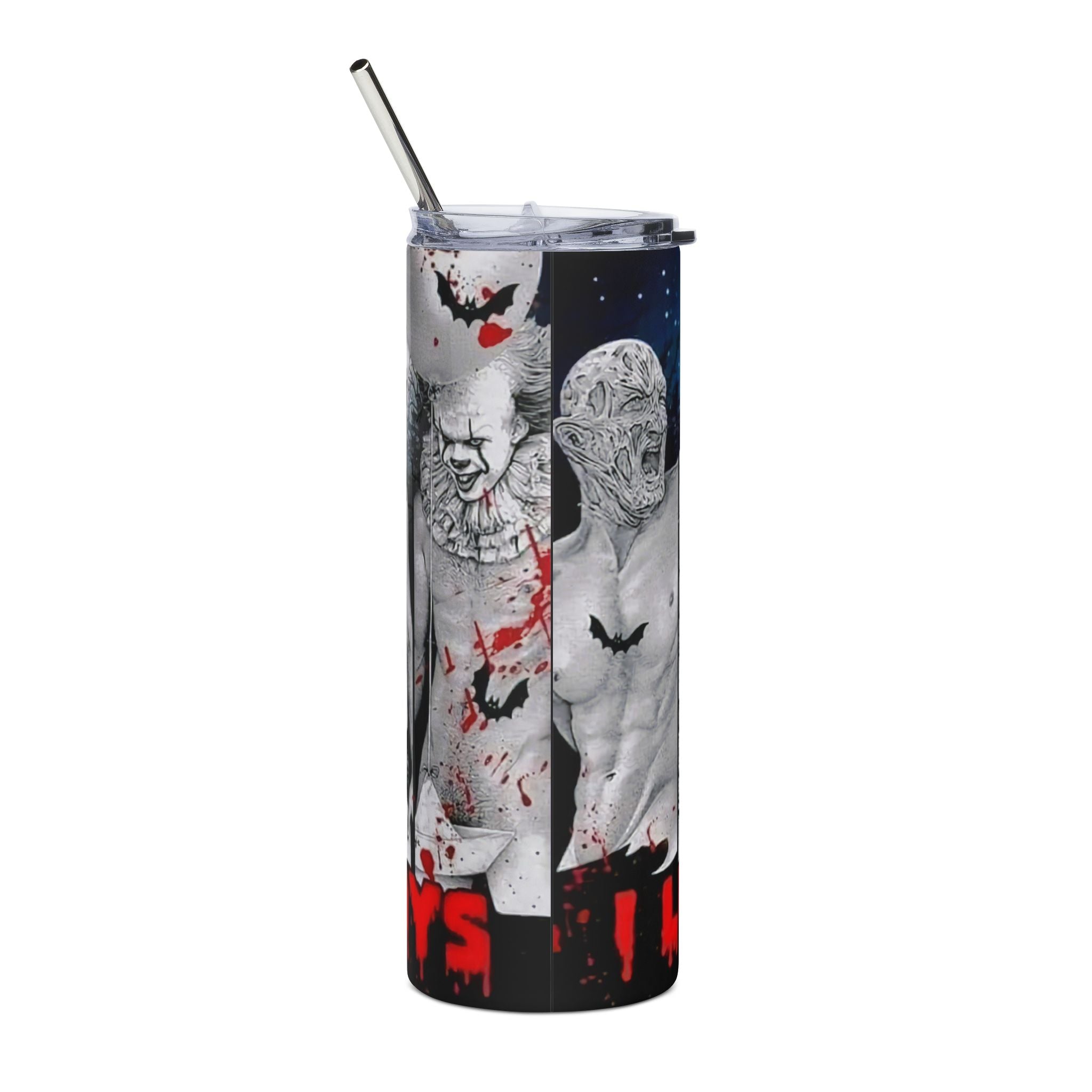 20oz Stainless Steel Horror Tumbler - Graphic Slasher Collage, 'I Like It' by Printify