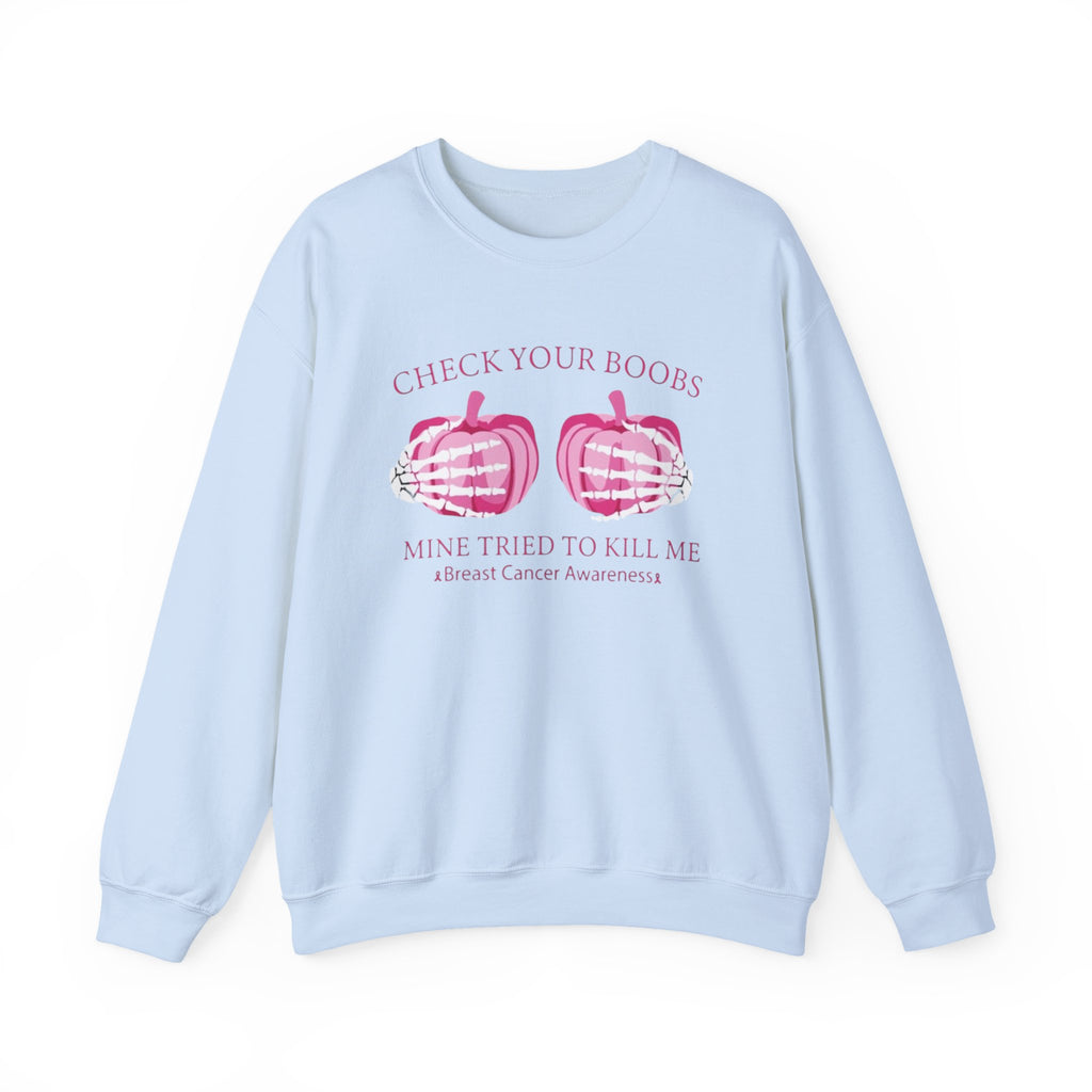 Breast Cancer Awareness Sweatshirt - Check Your Boobs by Printify